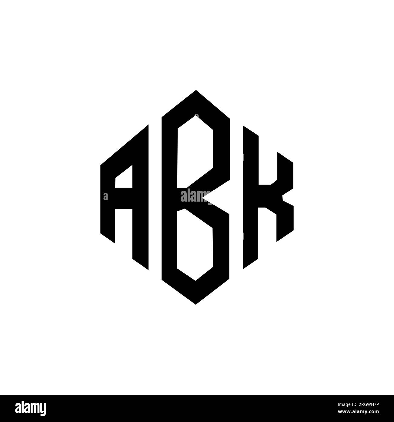ABK letter logo design with polygon shape. ABK polygon and cube shape logo design. ABK hexagon vector logo template white and black colors. ABK monogr Stock Vector