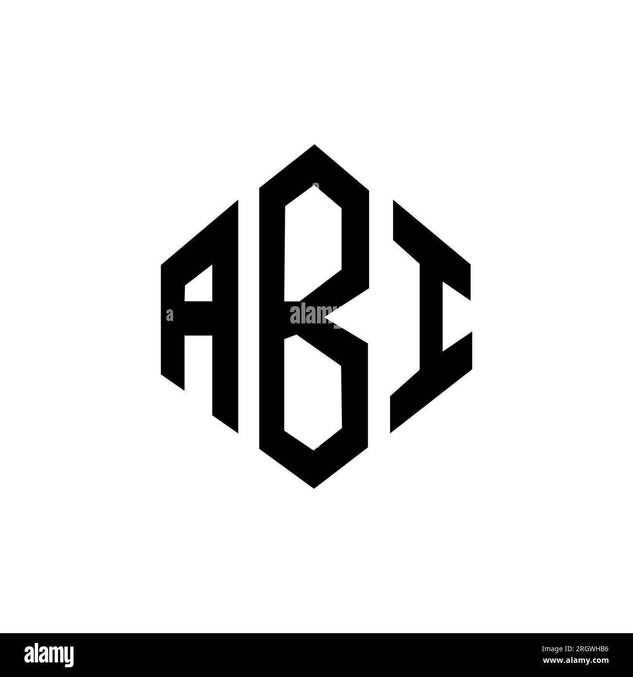 ABI letter logo design with polygon shape. ABI polygon and cube shape logo design. ABI hexagon vector logo template white and black colors. ABI monogr Stock Vector