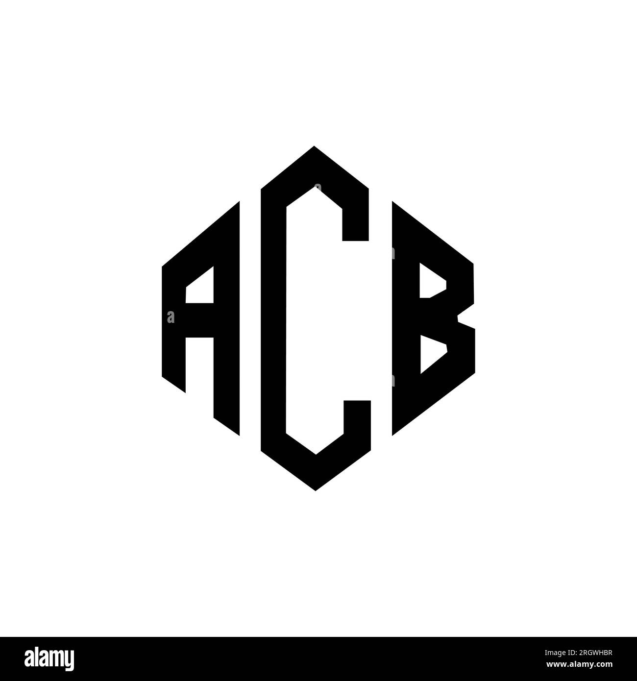 ACB letter logo design with polygon shape. ACB polygon and cube shape logo design. ACB hexagon vector logo template white and black colors. ACB monogr Stock Vector
