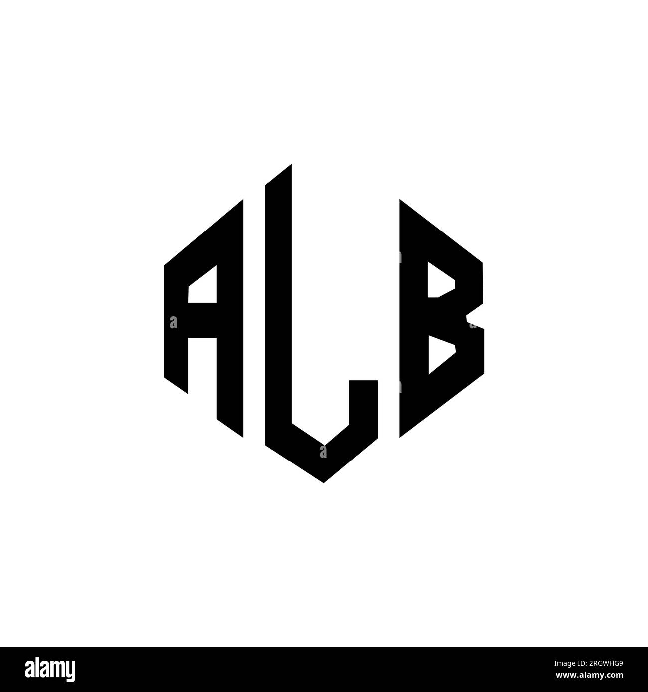 ALB letter logo design with polygon shape. ALB polygon and cube shape logo design. ALB hexagon vector logo template white and black colors. ALB monogr Stock Vector