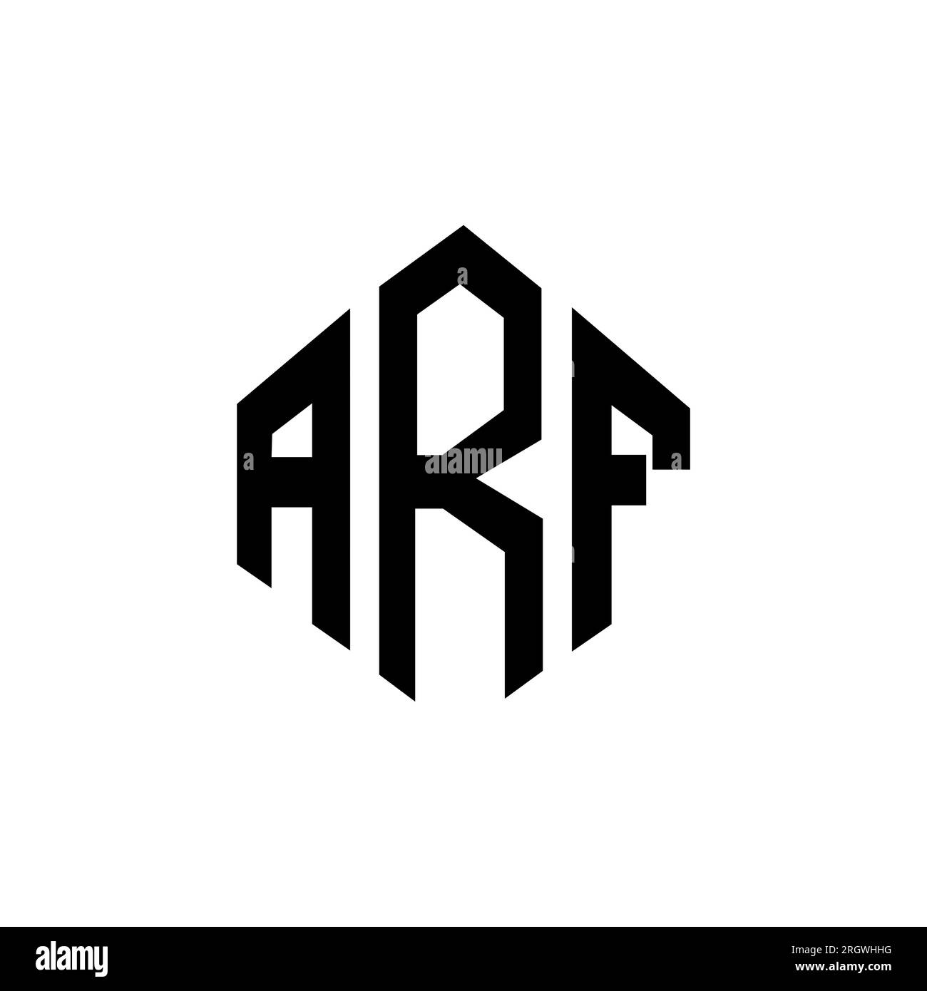 ARF letter logo design with polygon shape. ARF polygon and cube shape logo design. ARF hexagon vector logo template white and black colors. ARF monogr Stock Vector