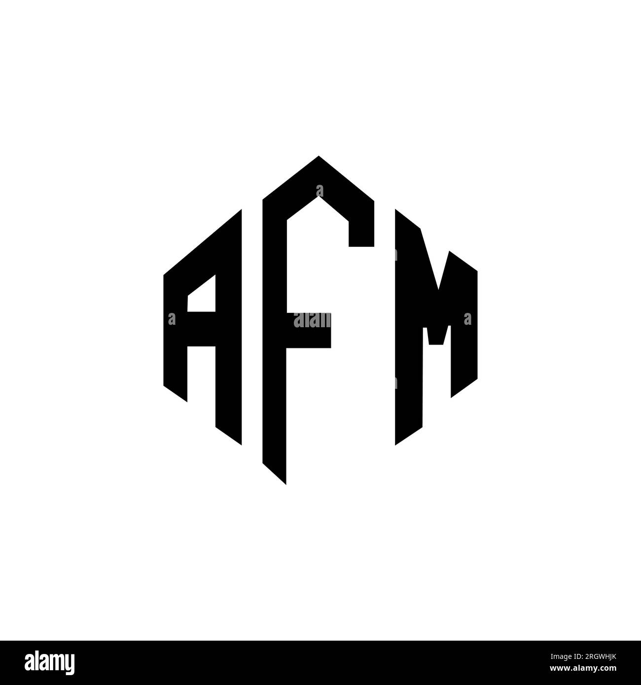 AFM letter logo design with polygon shape. AFM polygon and cube shape