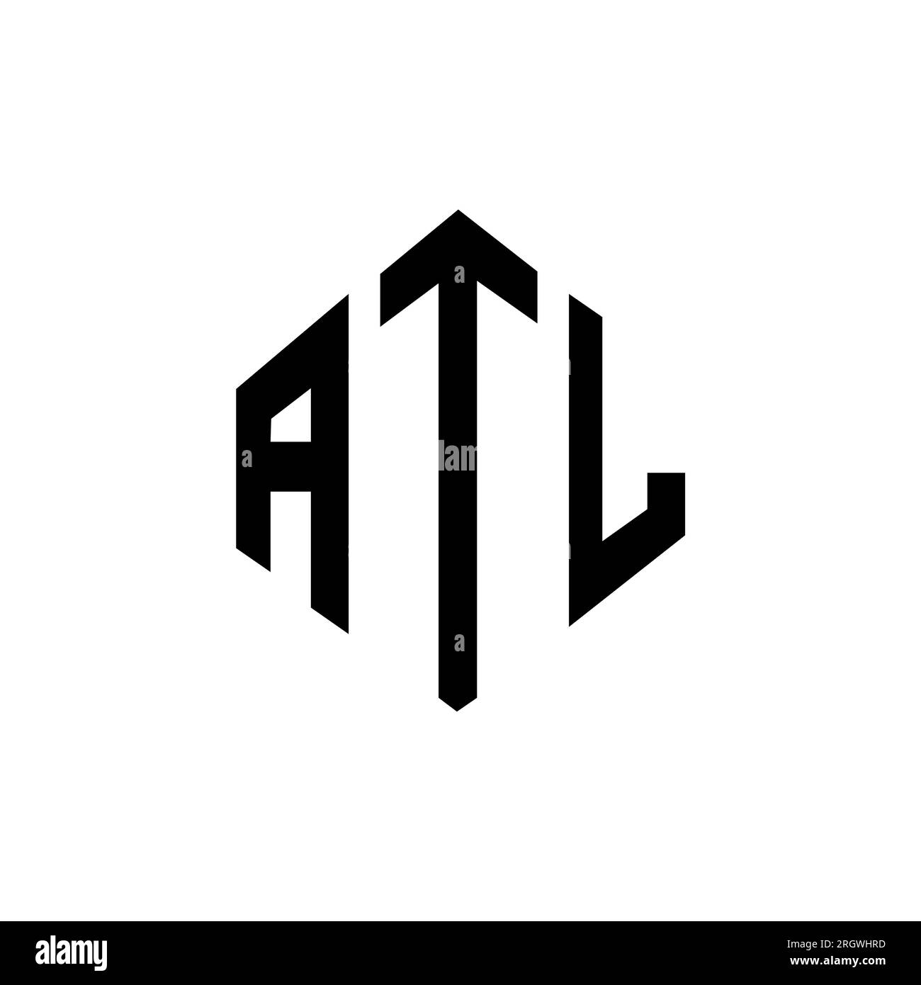 ATL letter logo design with polygon shape. ATL polygon and cube shape logo design. ATL hexagon vector logo template white and black colors. ATL monogr Stock Vector