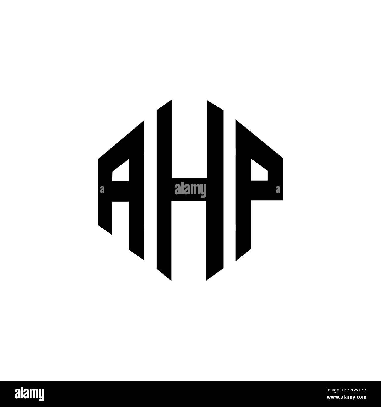 AHP letter logo design with polygon shape. AHP polygon and cube shape logo design. AHP hexagon vector logo template white and black colors. AHP monogr Stock Vector