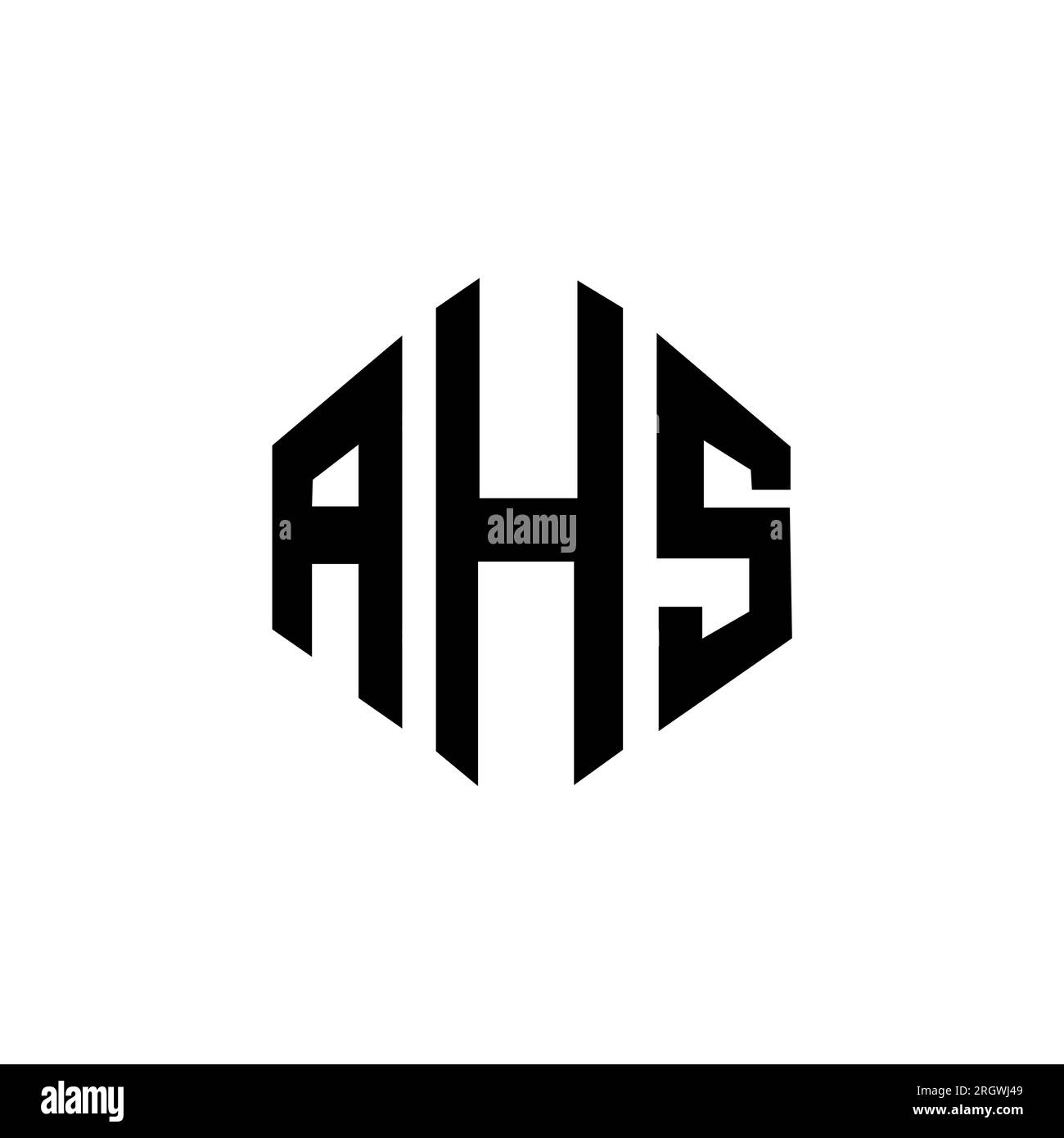 AHS letter logo design with polygon shape. AHS polygon and cube shape