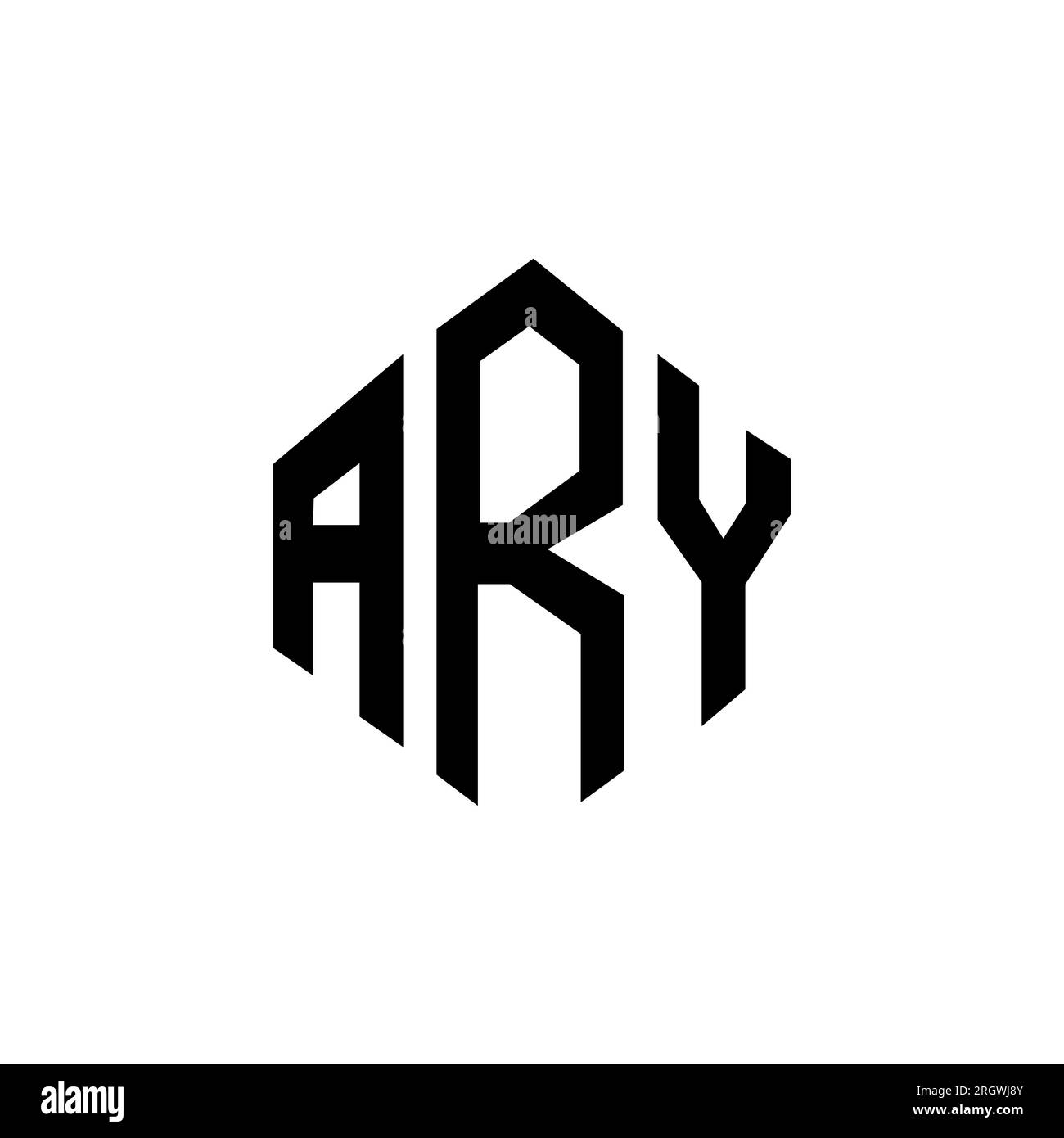 ARY letter logo design with polygon shape. ARY polygon and cube shape logo design. ARY hexagon vector logo template white and black colors. ARY monogr Stock Vector