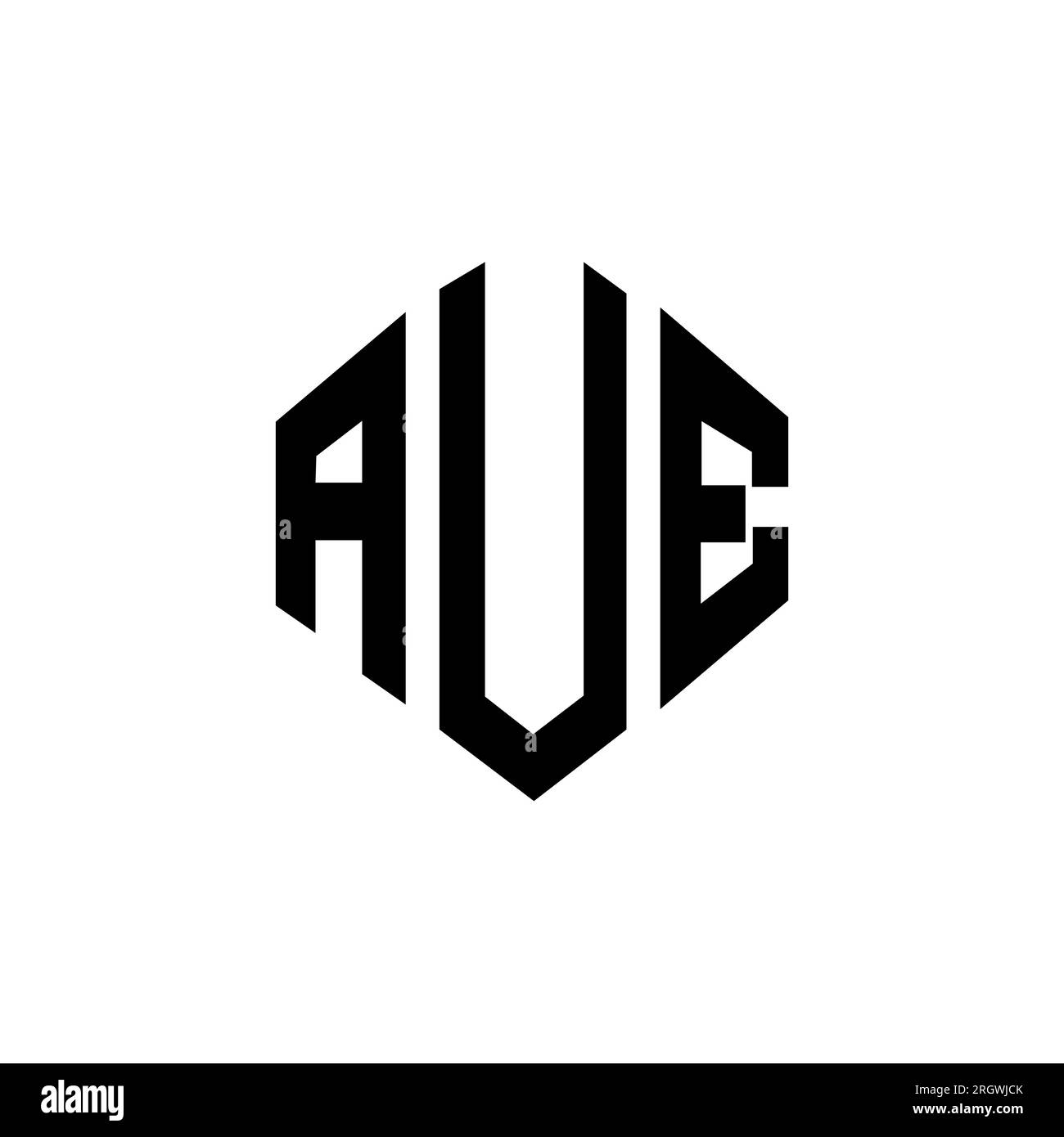 AUE letter logo design with polygon shape. AUE polygon and cube shape logo design. AUE hexagon vector logo template white and black colors. AUE monogr Stock Vector