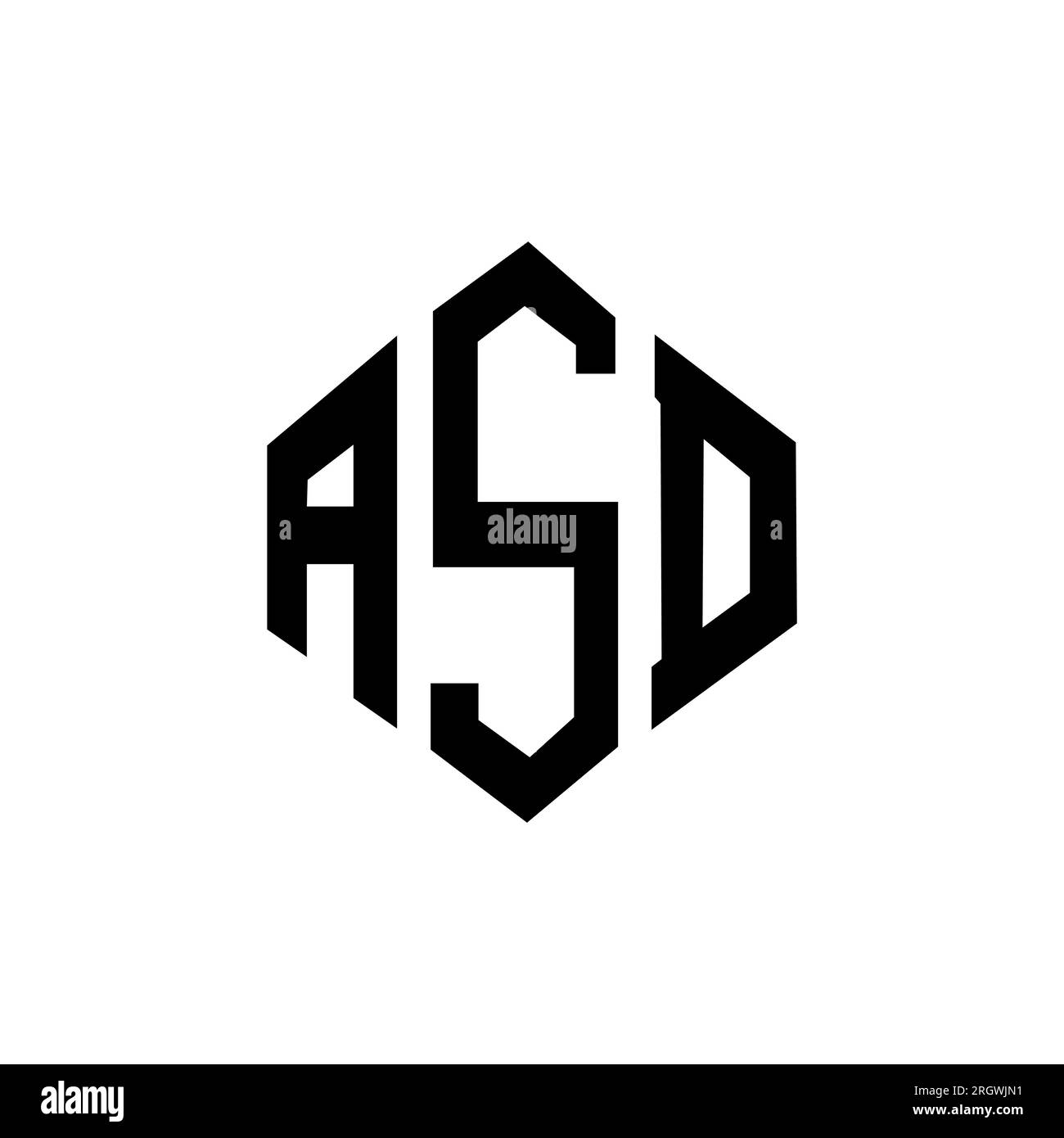 ASD letter logo design with polygon shape. ASD polygon and cube shape logo design. ASD hexagon vector logo template white and black colors. ASD monogr Stock Vector