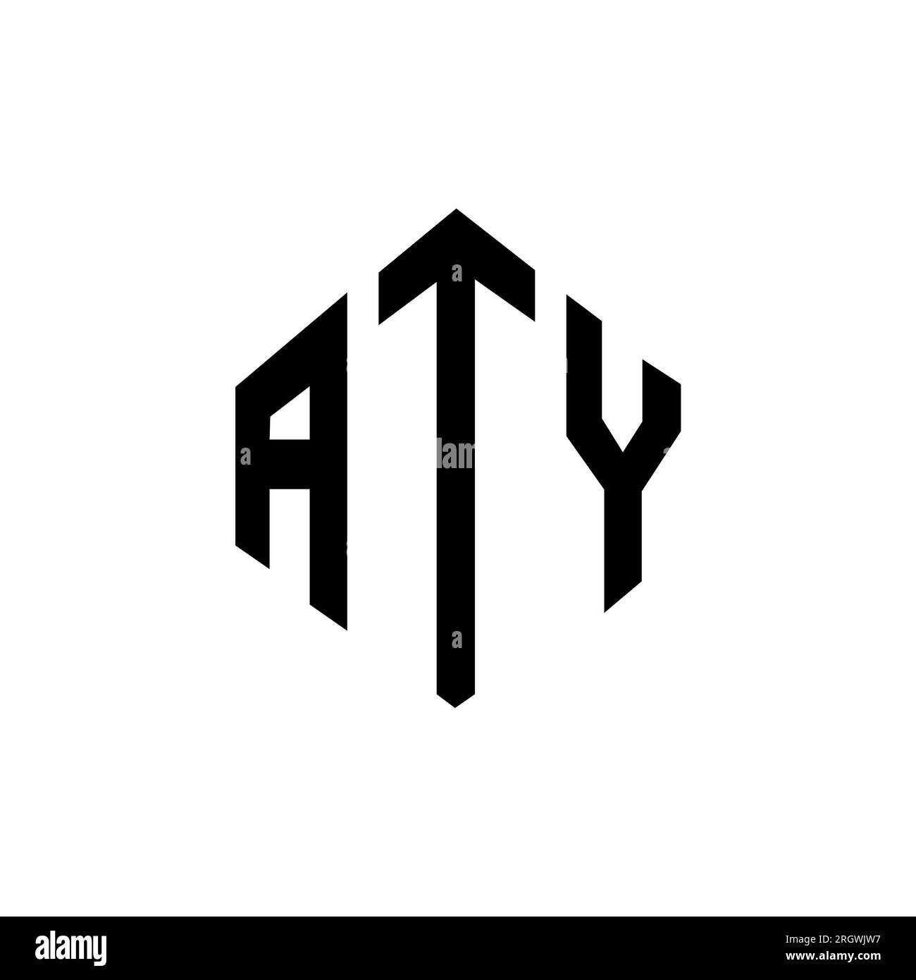 ATY letter logo design with polygon shape. ATY polygon and cube shape logo design. ATY hexagon vector logo template white and black colors. ATY monogr Stock Vector