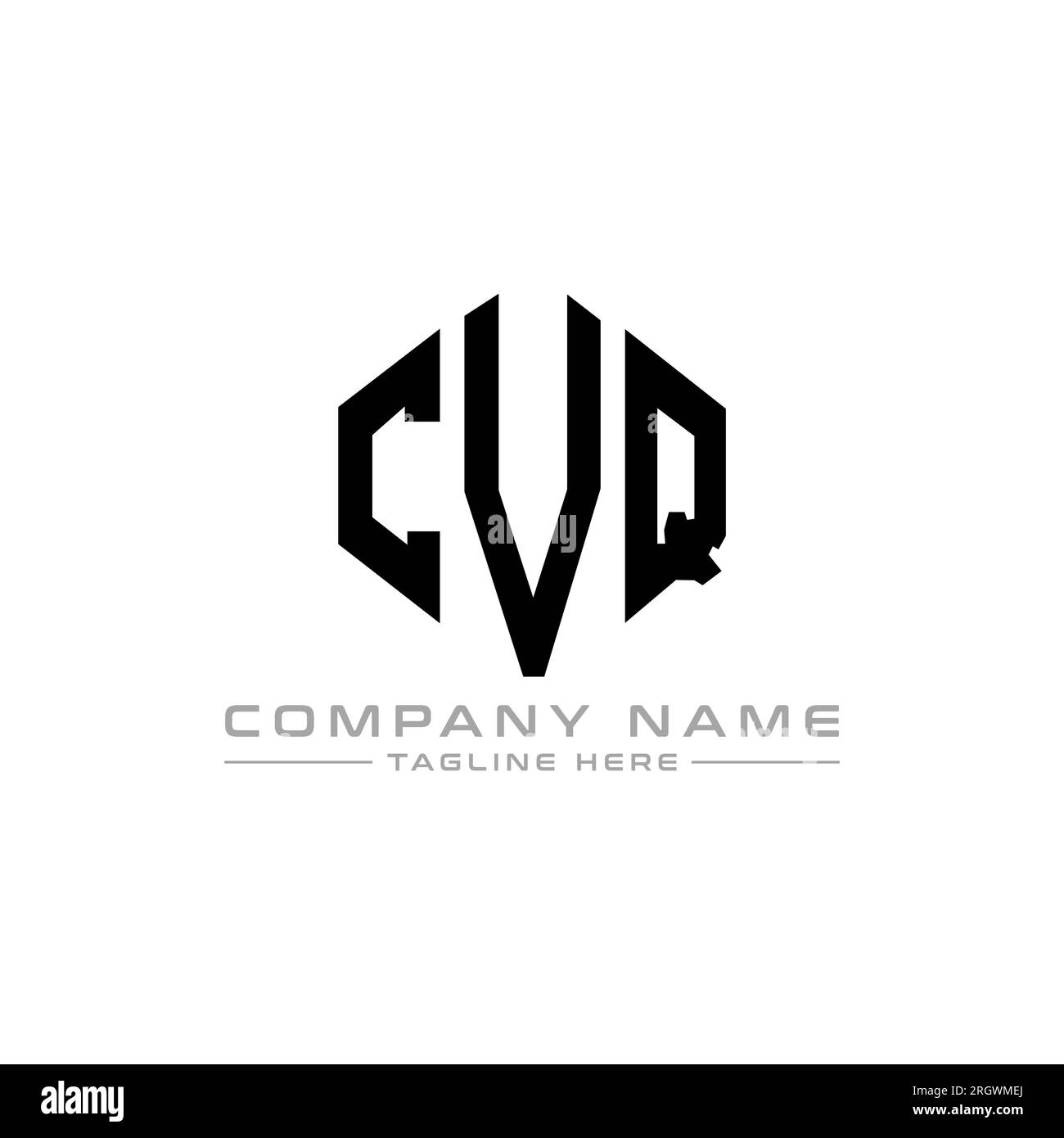 CVQ letter logo design with polygon shape. CVQ polygon and cube shape logo design. CVQ hexagon vector logo template white and black colors. CVQ monogr Stock Vector