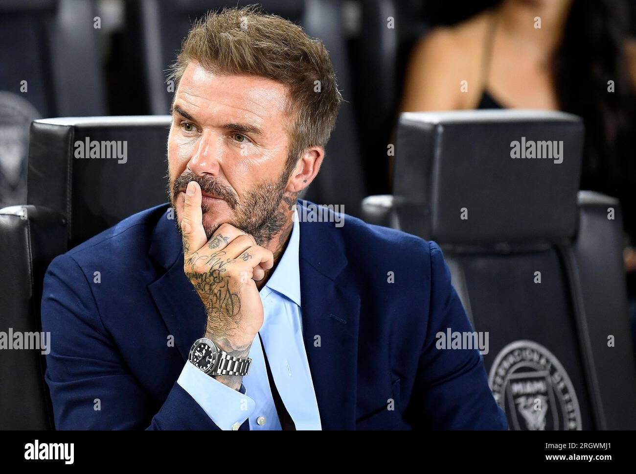 Inter Miami co-owner David Beckham waits for his team to play the
