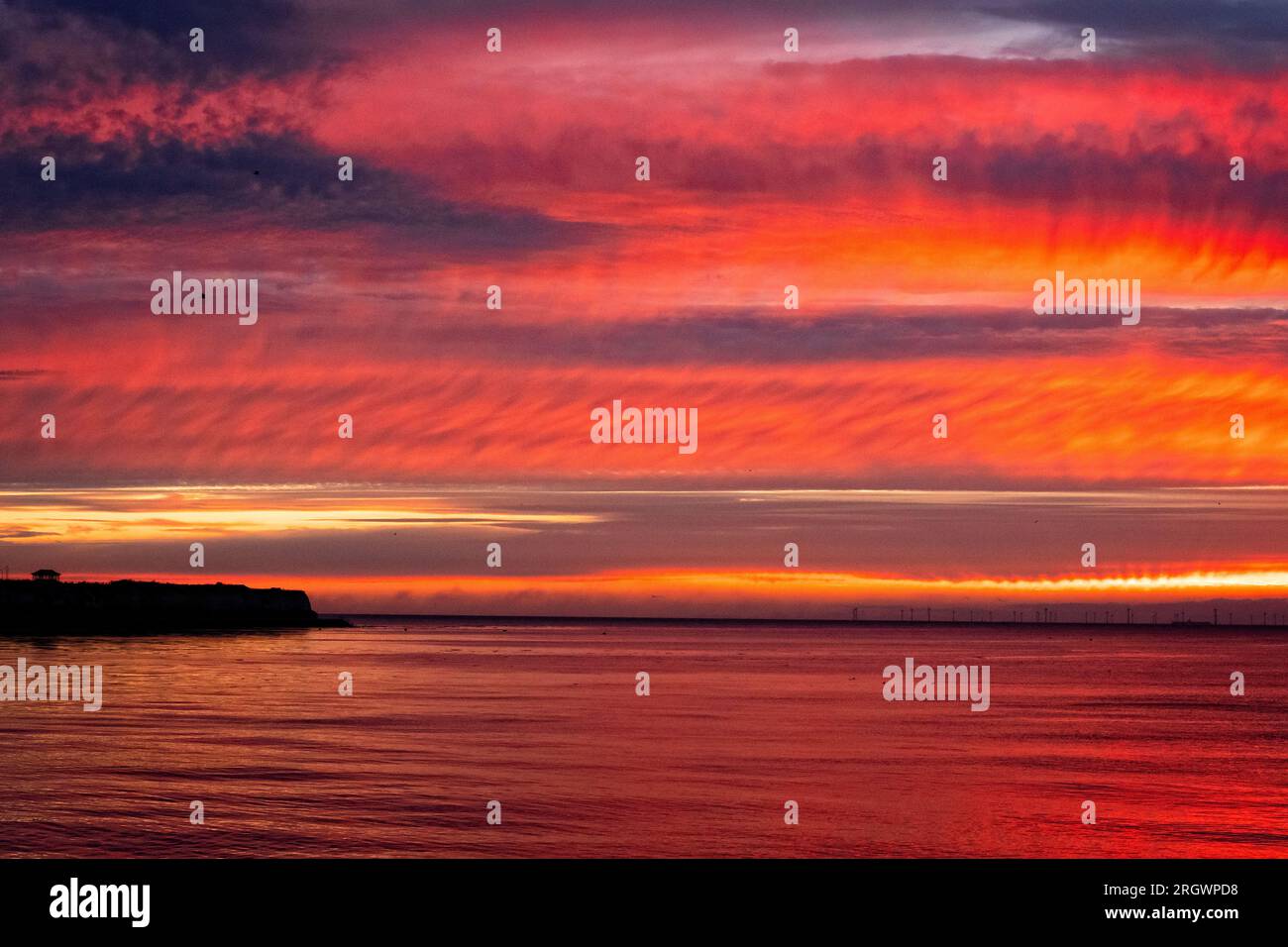 Sunset at Epple Bay Birchington Kent UK Stock Photo