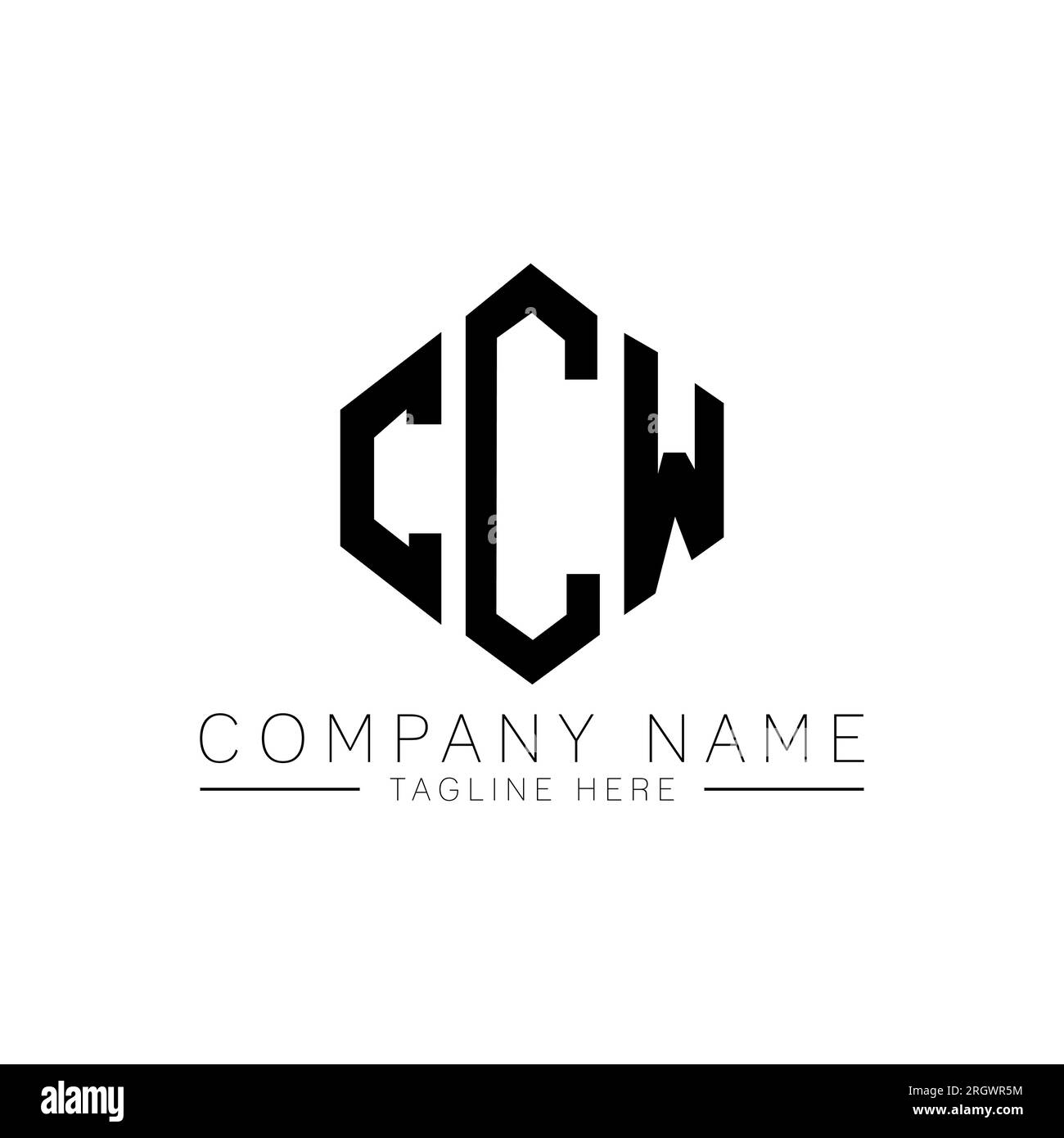 CCW letter logo design with polygon shape. CCW polygon and cube shape