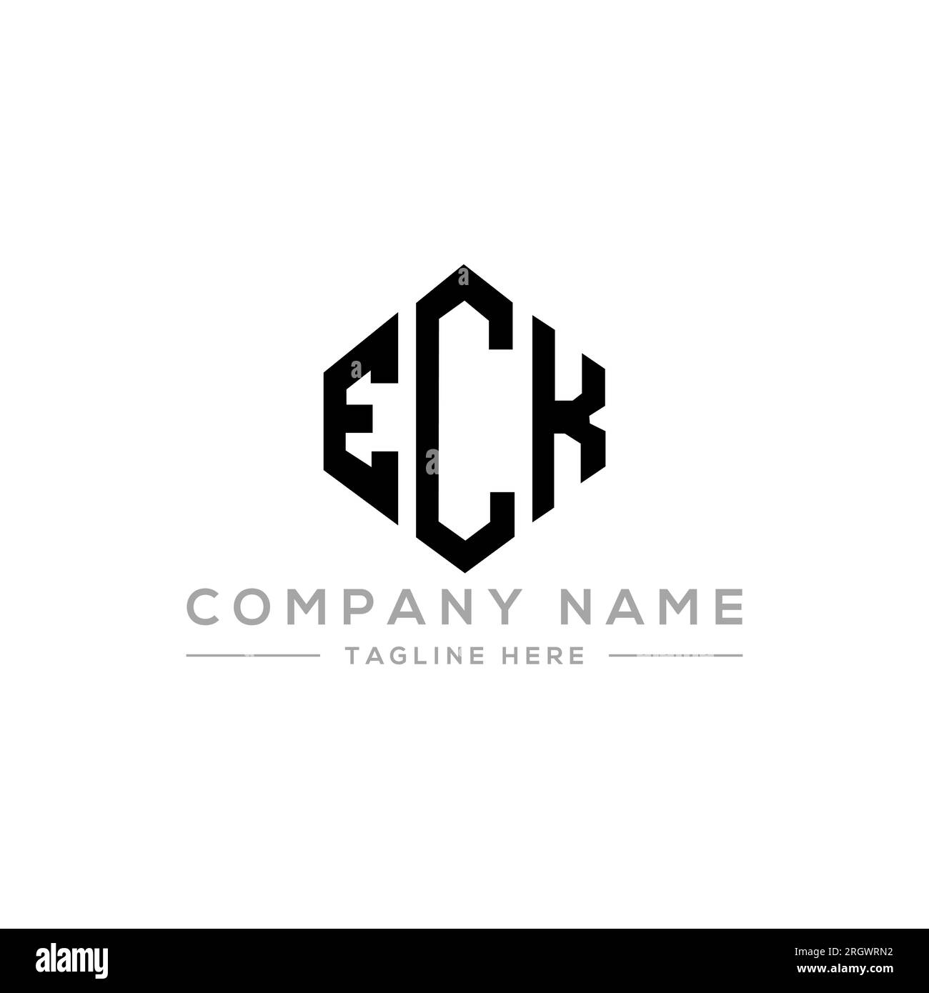 ECK letter logo design with polygon shape. ECK polygon and cube shape