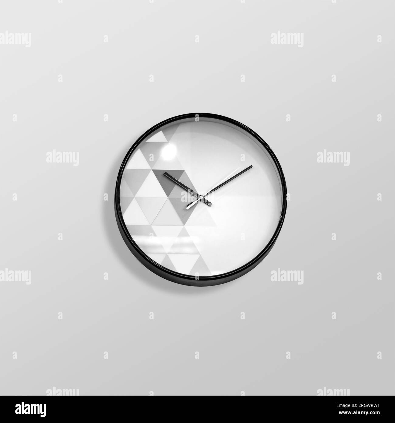 Blank clock face on gray background with clipping path. Round metal