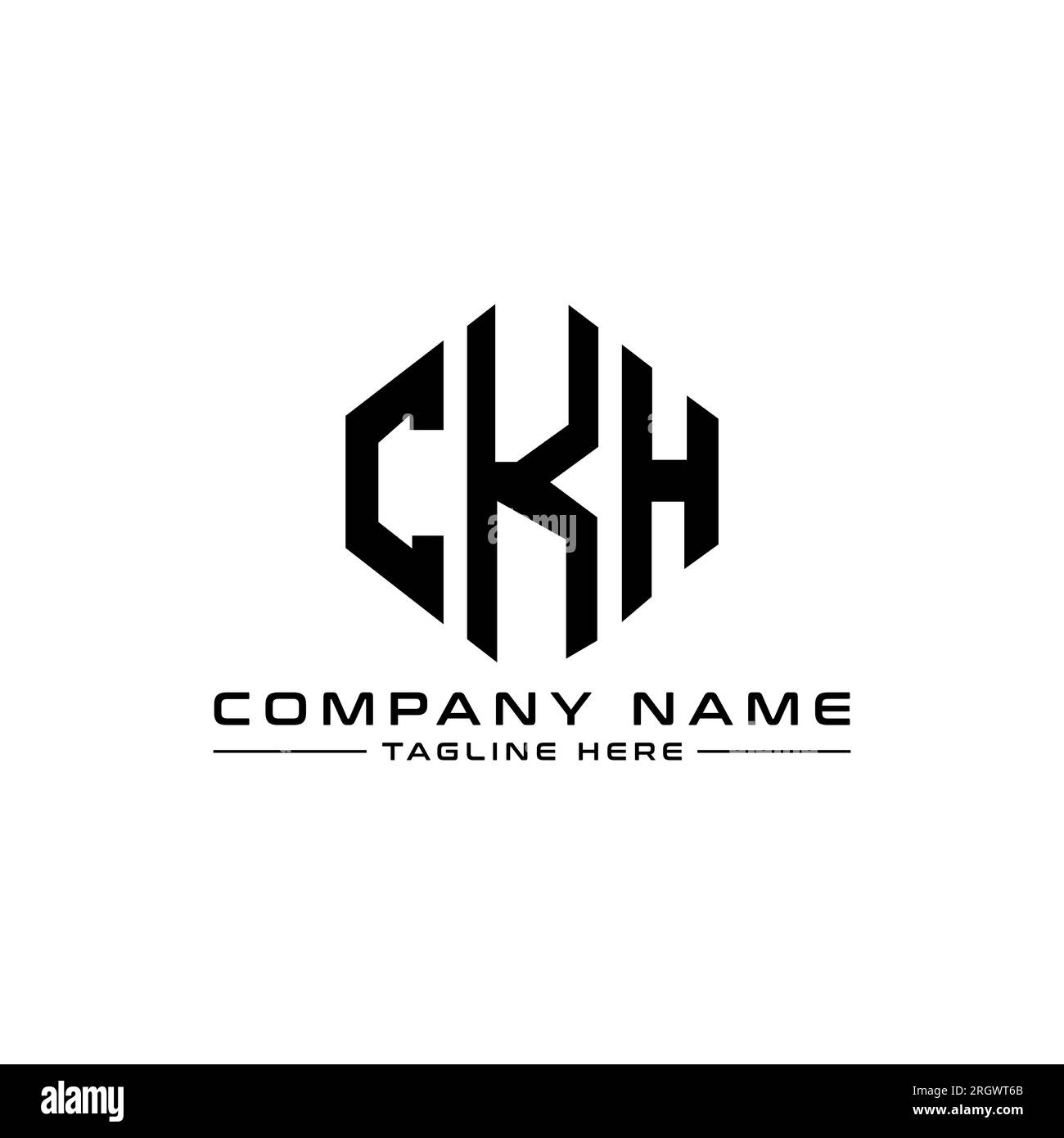 CKH letter logo design with polygon shape. CKH polygon and cube shape logo design. CKH hexagon vector logo template white and black colors. CKH monogr Stock Vector
