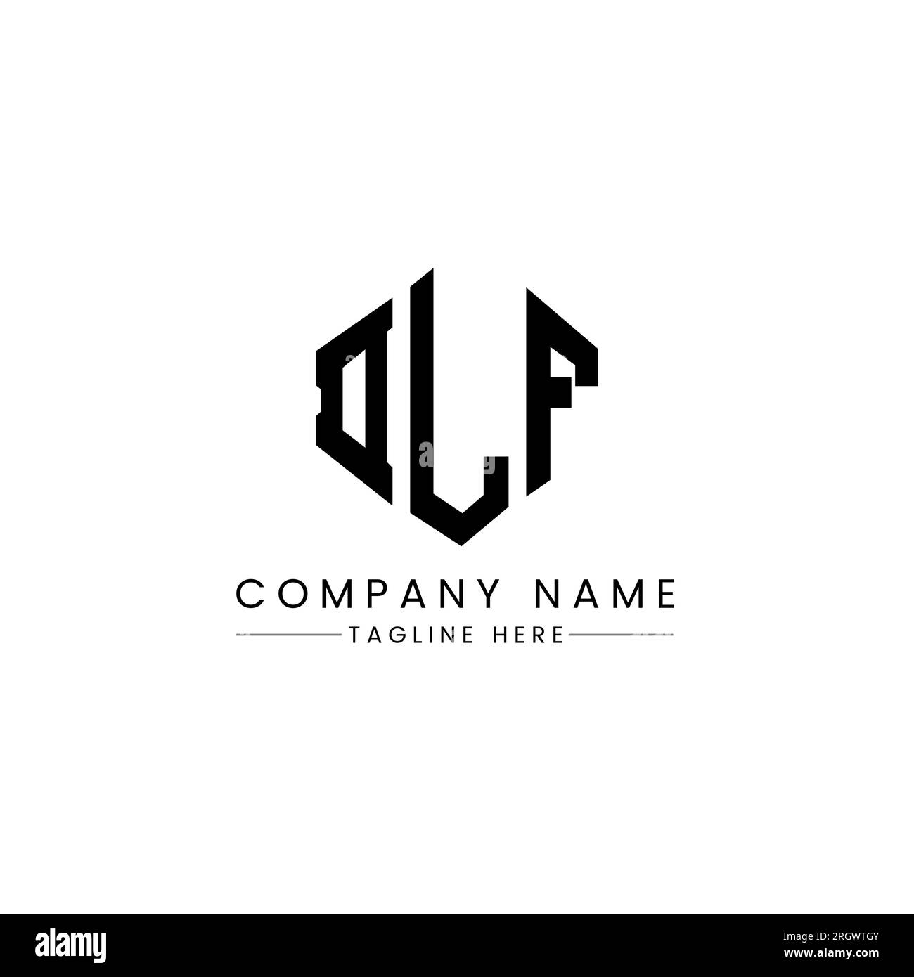DLF letter logo design with polygon shape. DLF polygon and cube shape