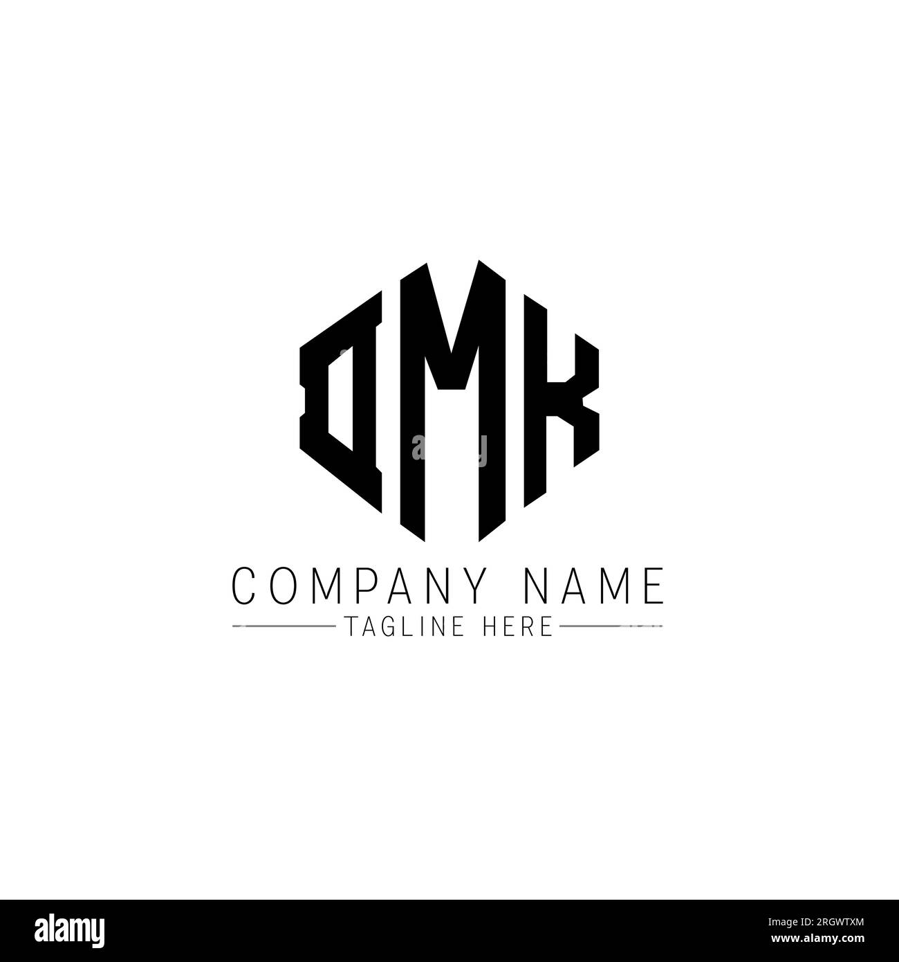 DMK letter logo design with polygon shape. DMK polygon and cube shape logo design. DMK hexagon vector logo template white and black colors. DMK monogr Stock Vector