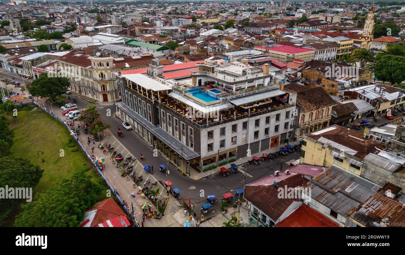 IQUITOS CITY IN PERU, IS THE MOST REMOTE CITY IN THE WORLD, ONLY ACCESSIBLE BY BOAT OR PLANE Stock Photo