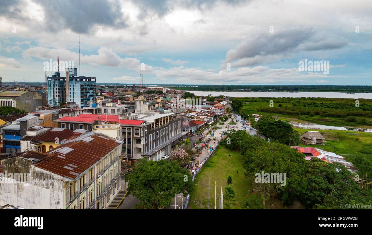 IQUITOS CITY IN PERU, IS THE MOST REMOTE CITY IN THE WORLD, ONLY ACCESSIBLE BY BOAT OR PLANE Stock Photo