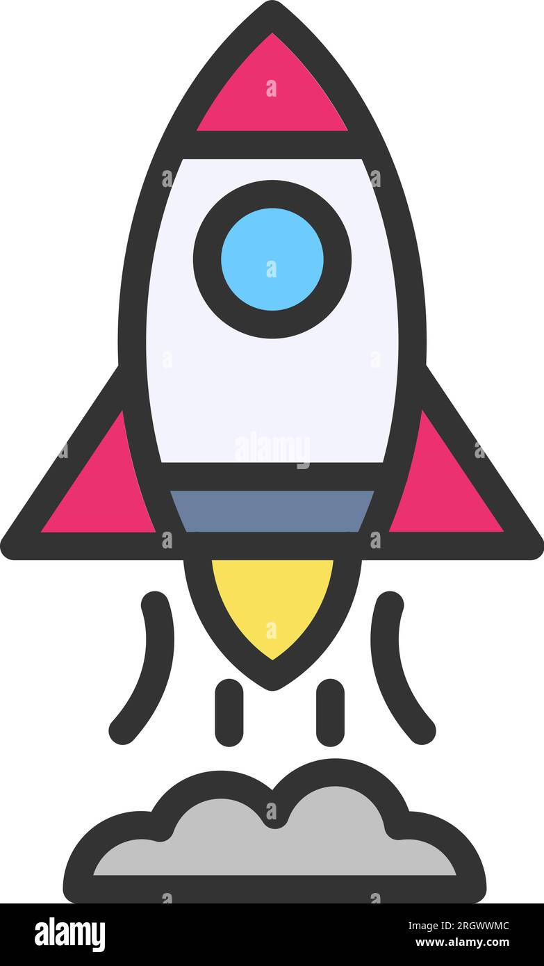 Rocket Launch Icon image. Suitable for mobile application. Stock Vector