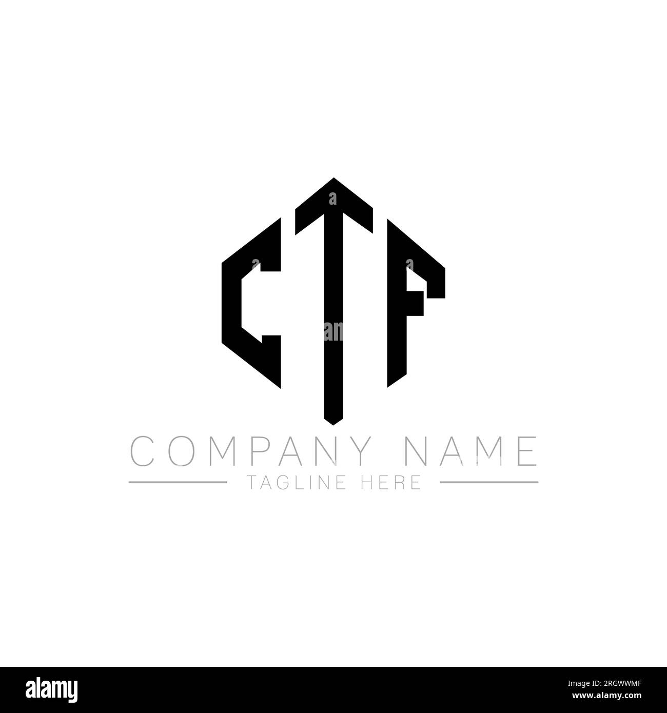 CTF letter logo design with polygon shape. CTF polygon and cube shape logo design. CTF hexagon