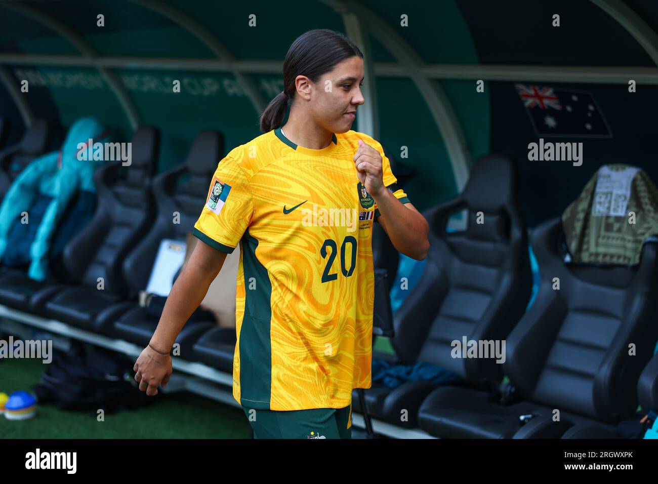 Sam Kerr #20 of Australia on the bench ahead of the FIFA Women's World