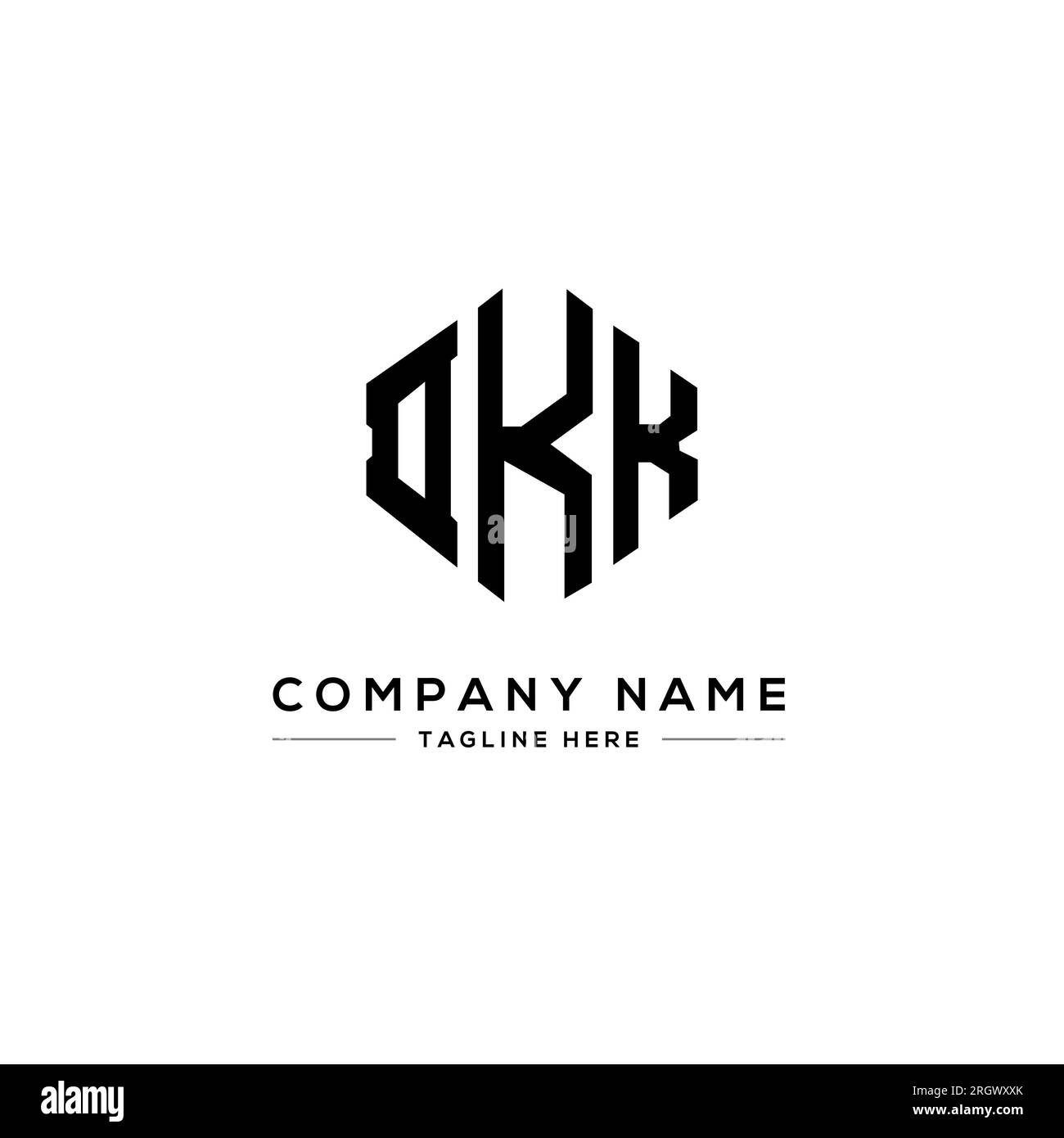 DKK letter logo design with polygon shape. DKK polygon and cube shape logo design. DKK hexagon vector logo template white and black colors. DKK monogr Stock Vector