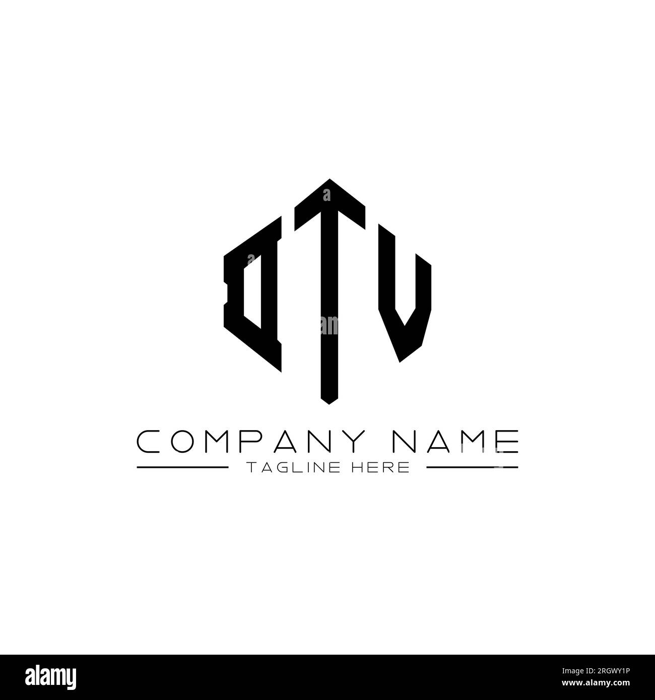 DTV letter logo design with polygon shape. DTV polygon and cube shape