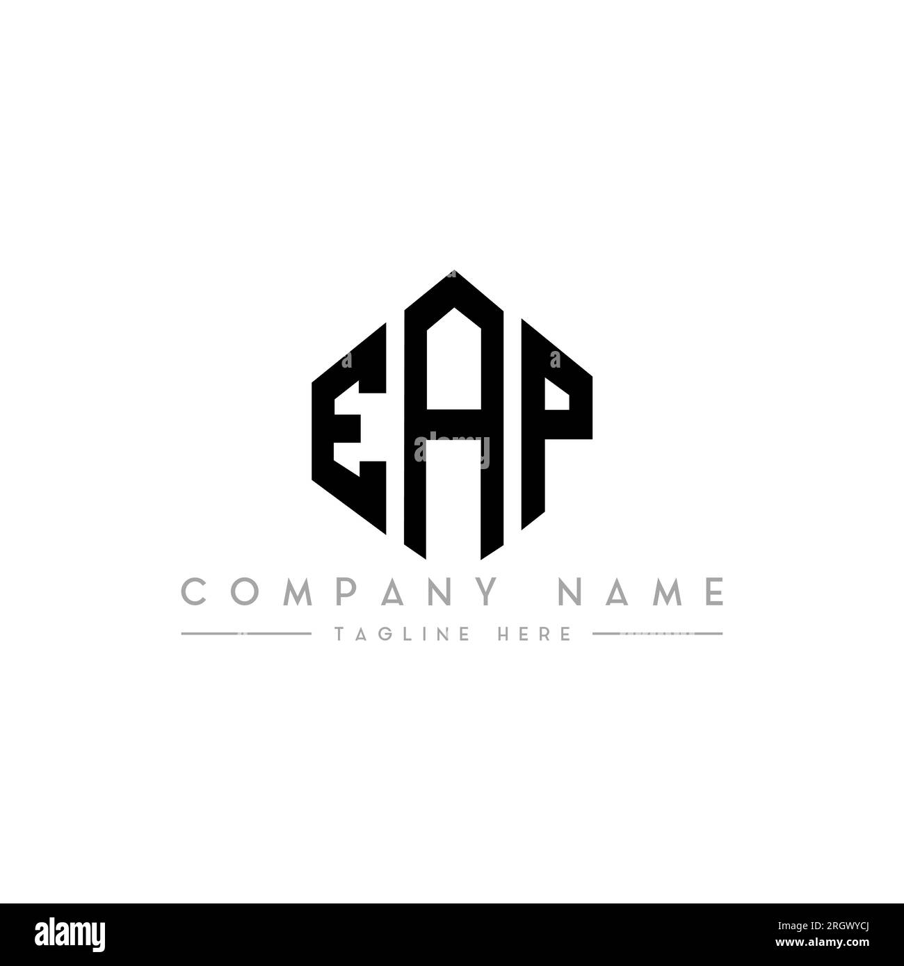 EAP letter logo design with polygon shape. EAP polygon and cube shape logo design. EAP hexagon vector logo template white and black colors. EAP monogr Stock Vector