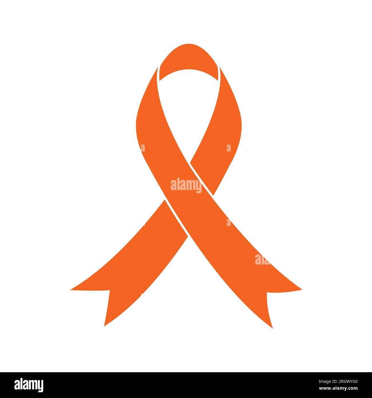 Orange Ribbon of Leukemia Cancer on white background. Isolated illustration. Stock Photo