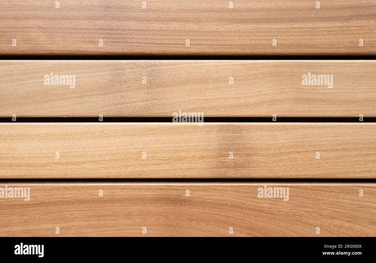 Teak Wood paneling background texture. Full frame Stock Photo