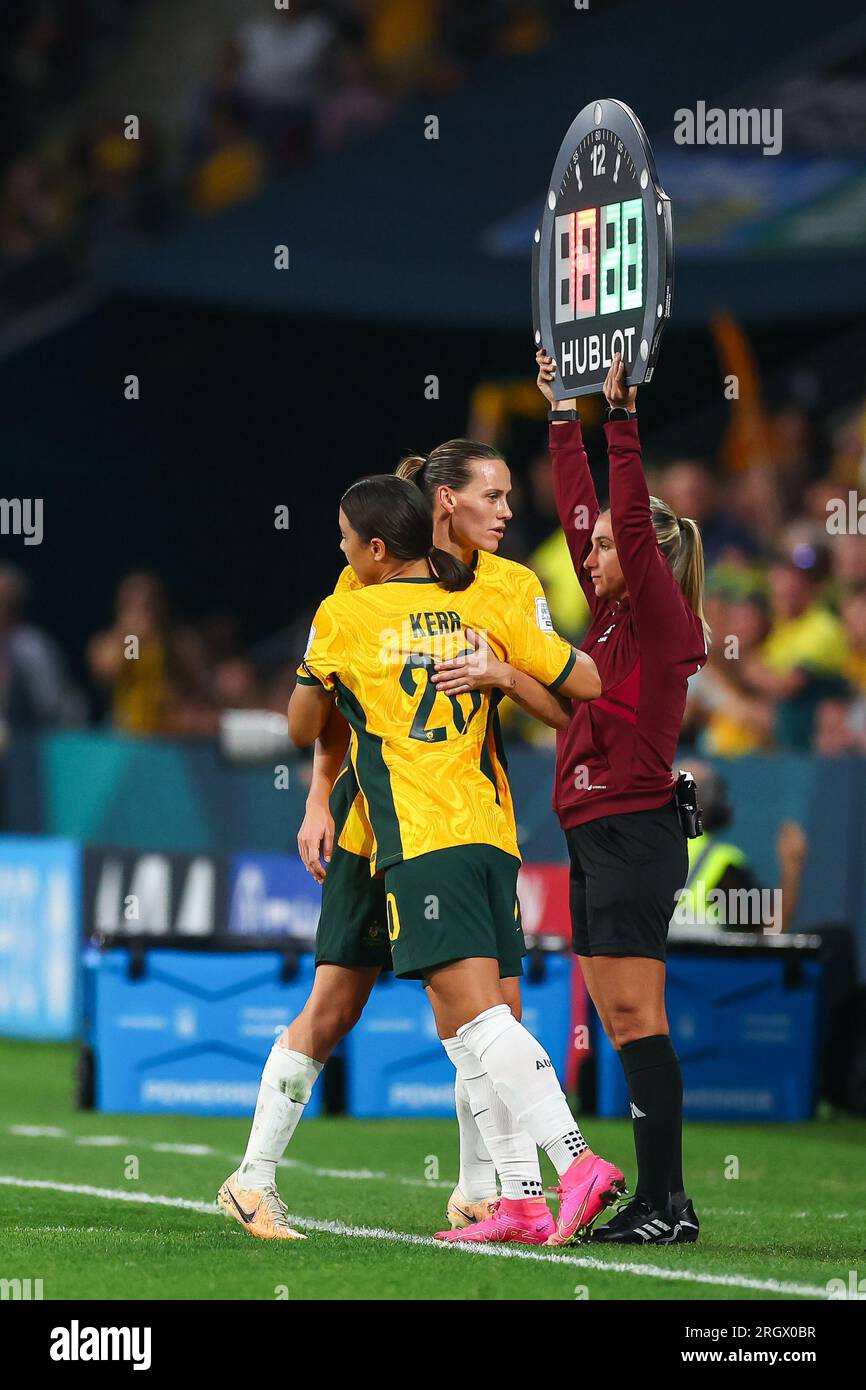 Sam Kerr #20 of Australia comes on as a substitute during the FIFA
