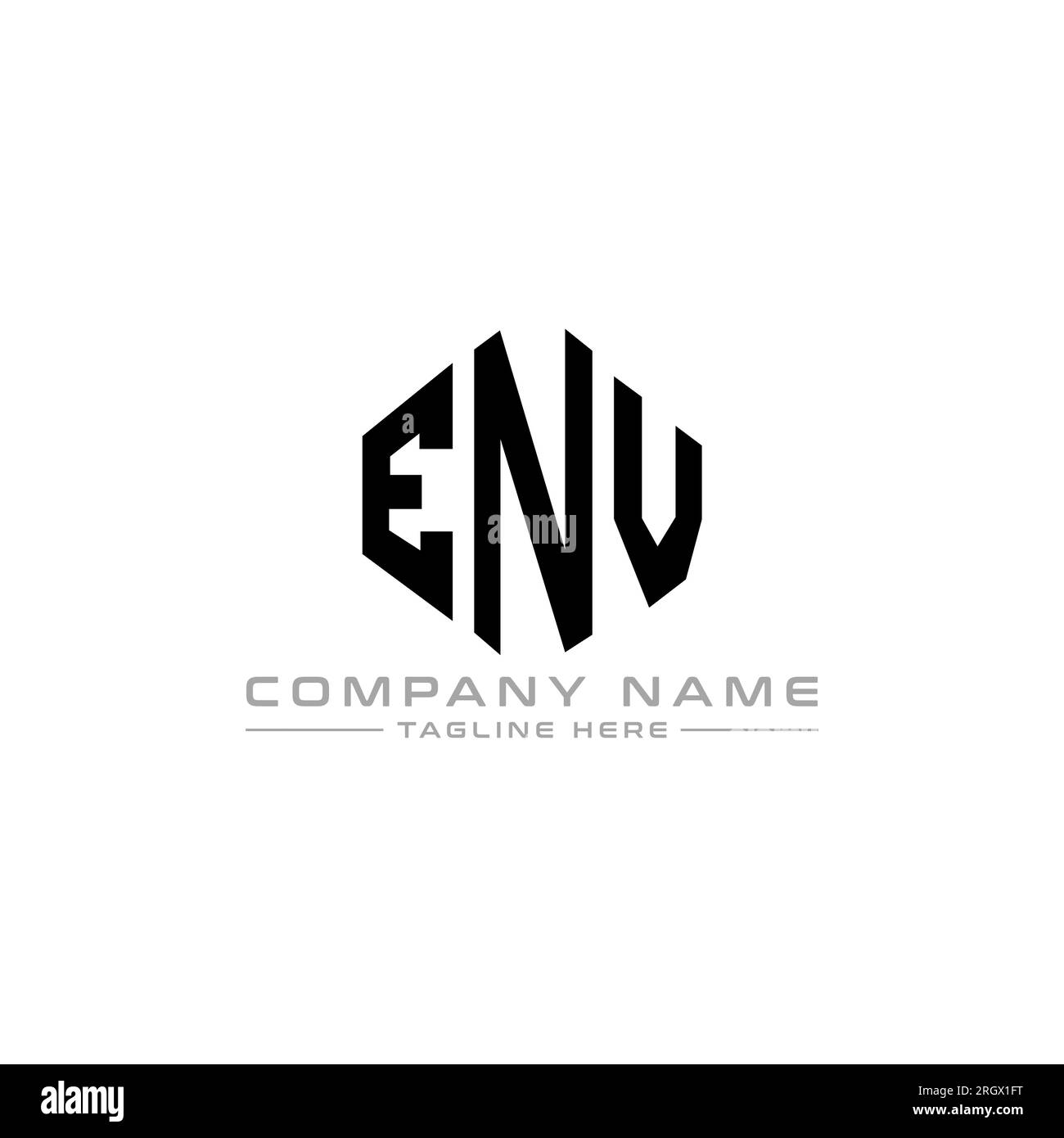 ENV letter logo design with polygon shape. ENV polygon and cube shape logo design. ENV hexagon vector logo template white and black colors. ENV monogr Stock Vector
