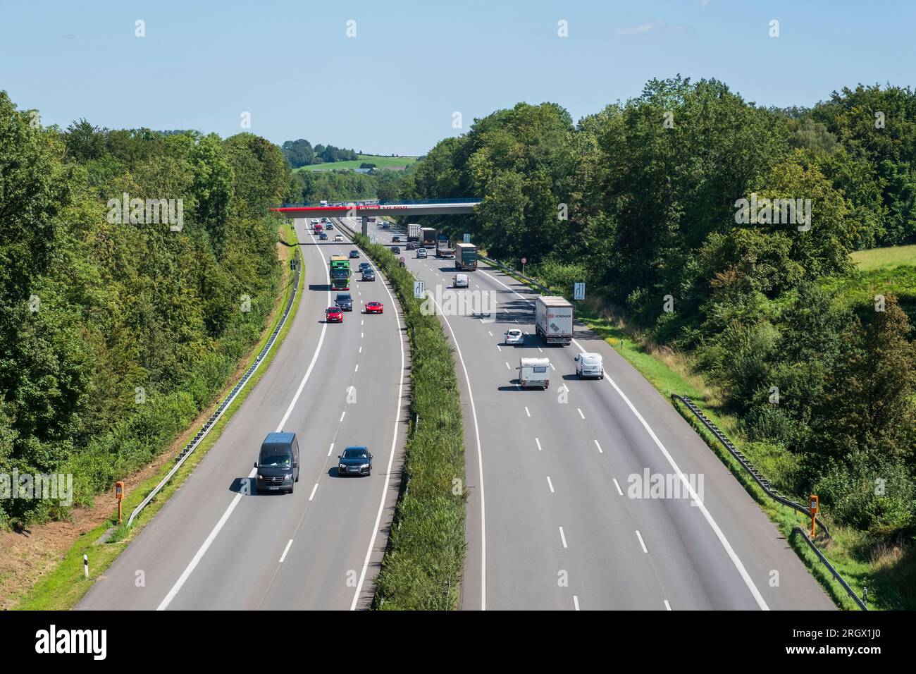Little traffic on the A4 motorway near Lindlar Stock Photo