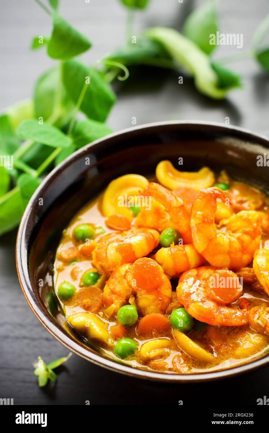 masala with green pea,carrot,shrimps and nut Stock Photo Alamy