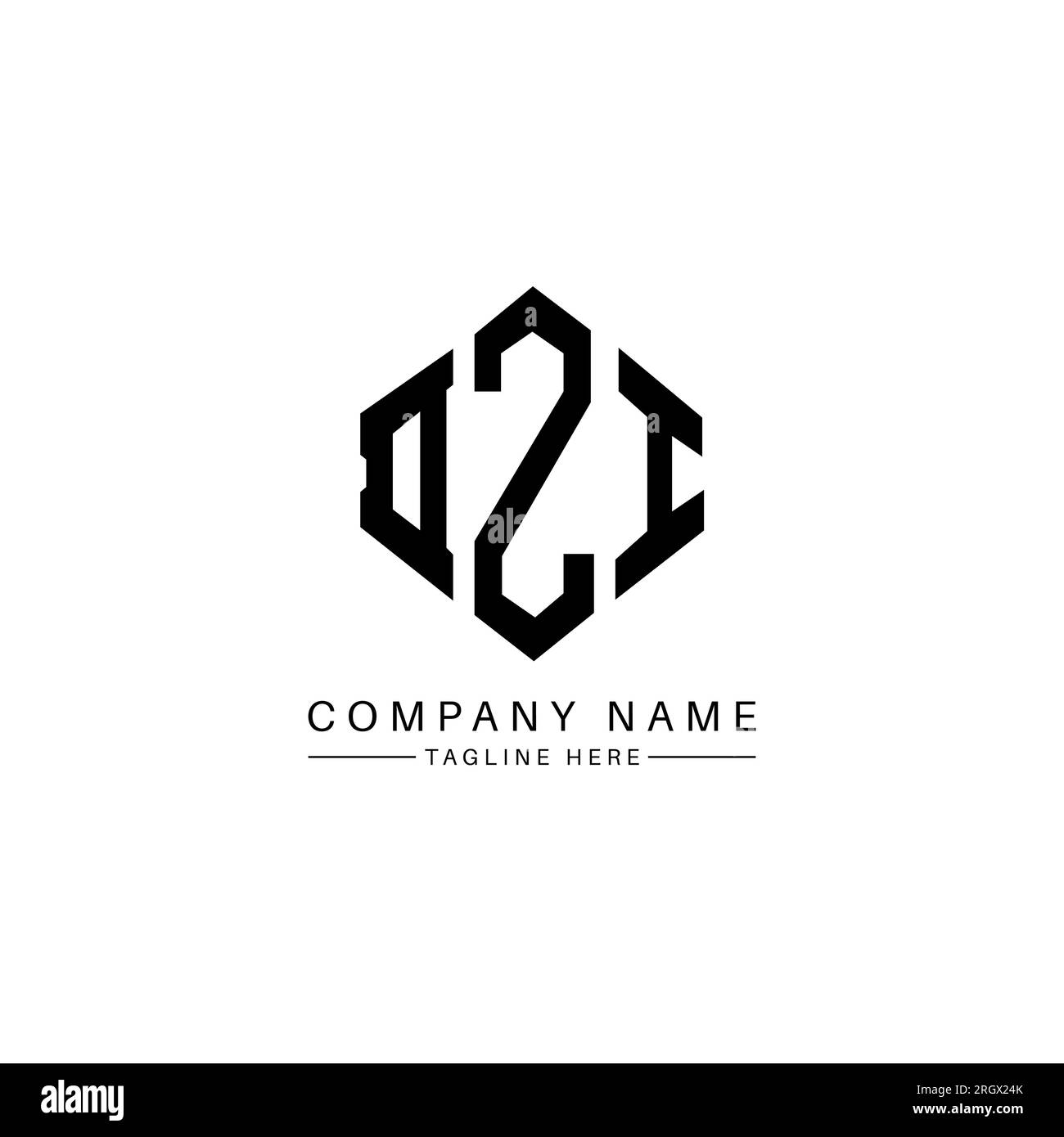 DZI letter logo design with polygon shape. DZI polygon and cube shape ...