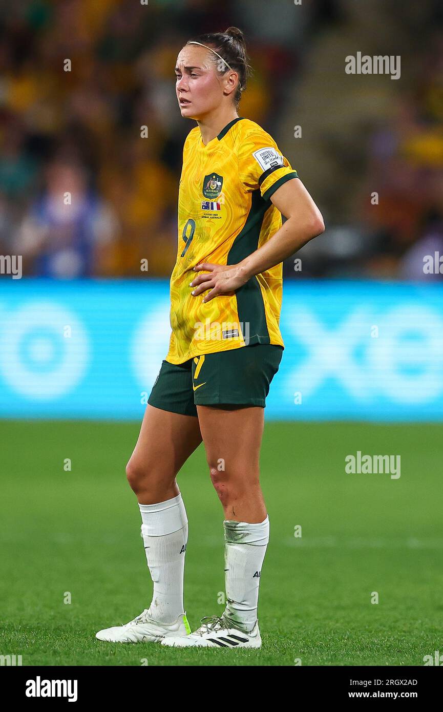 Caitlin Foord #9 of Australia during the FIFA Women's World Cup 2023 Quarter-Final match Australia Women vs France Women at Suncorp Stadium, Brisbane, Australia, 12th August 2023  (Photo by Patrick Hoelscher/News Images) Stock Photo