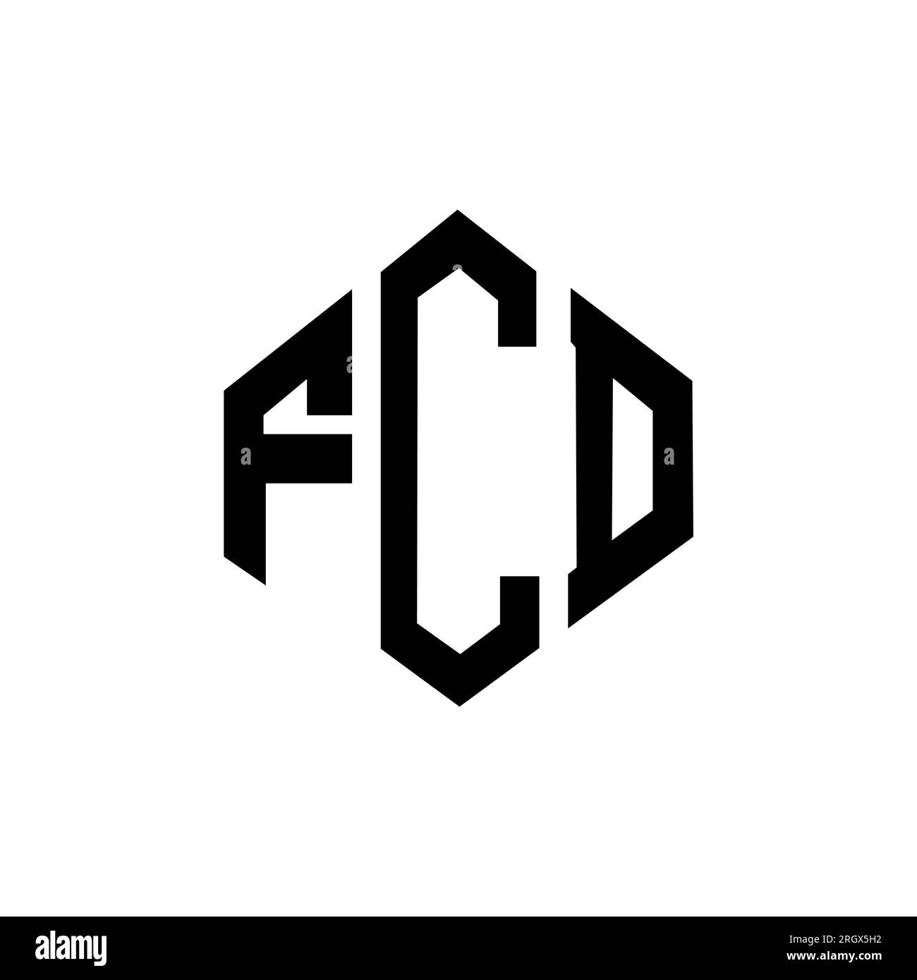 FCD letter logo design with polygon shape. FCD polygon and cube shape logo design. FCD hexagon vector logo template white and black colors. FCD monogr Stock Vector