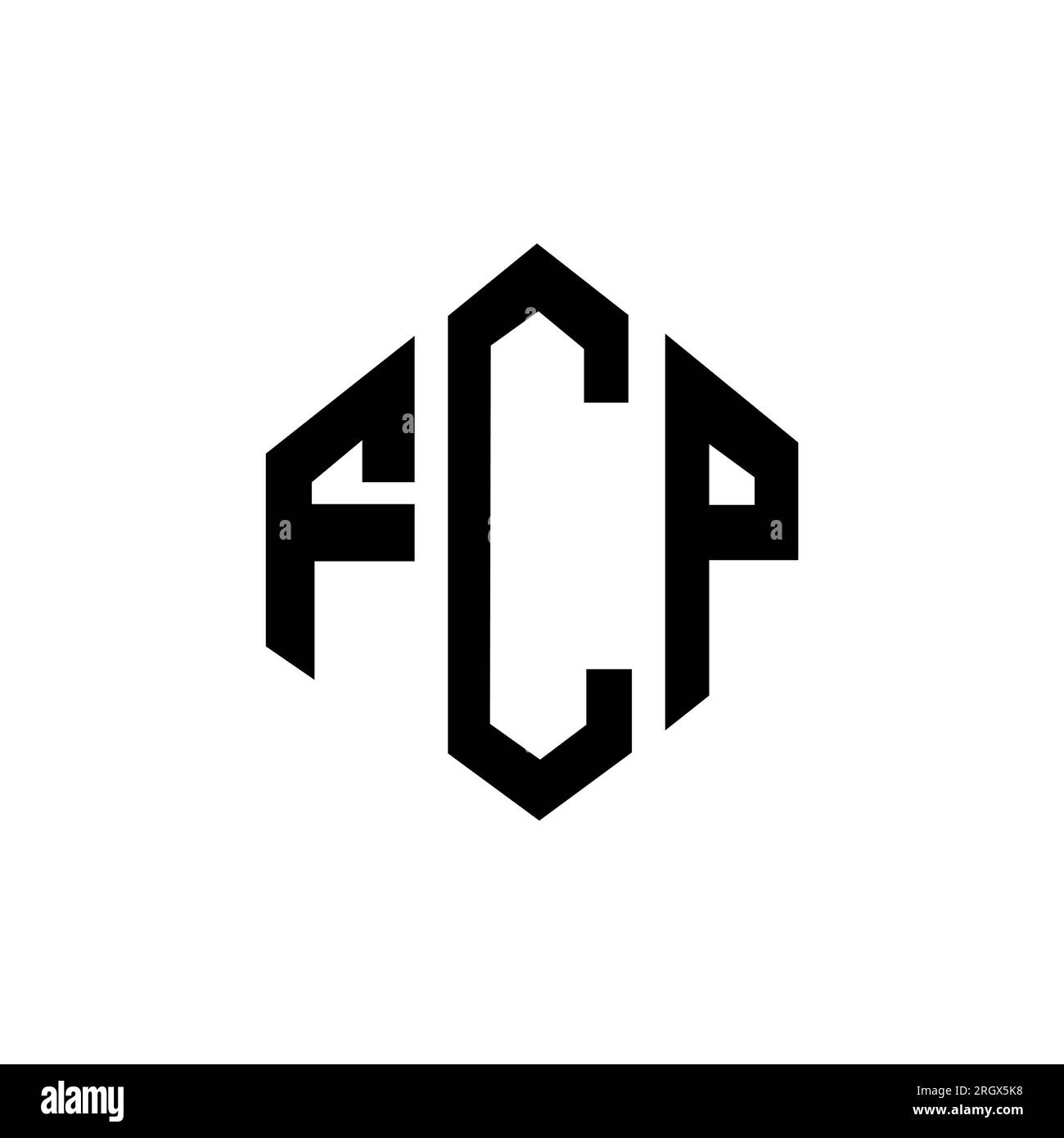 FCP letter logo design with polygon shape. FCP polygon and cube shape