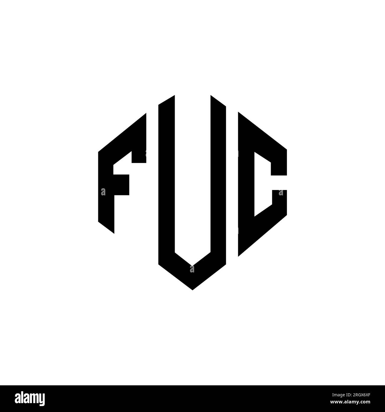 FUC letter logo design with polygon shape. FUC polygon and cube shape logo design. FUC hexagon vector logo template white and black colors. FUC monogr Stock Vector