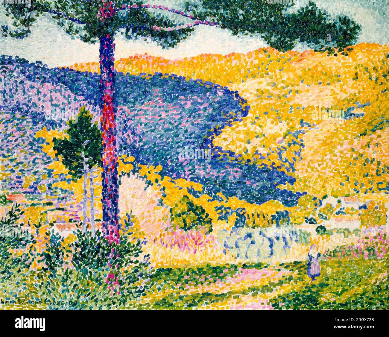 Henri Edmond Cross, Valley with Fir (Shade on the Mountain), landscape painting 1909 Stock Photo