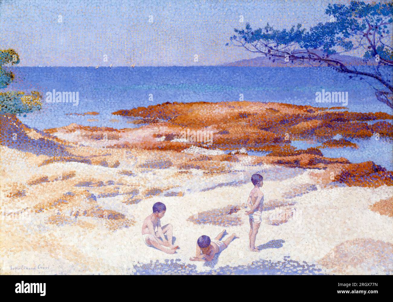 Henri Edmond Cross, Beach at Cabasson (Baigne-Cul), painting 1891 Stock Photo