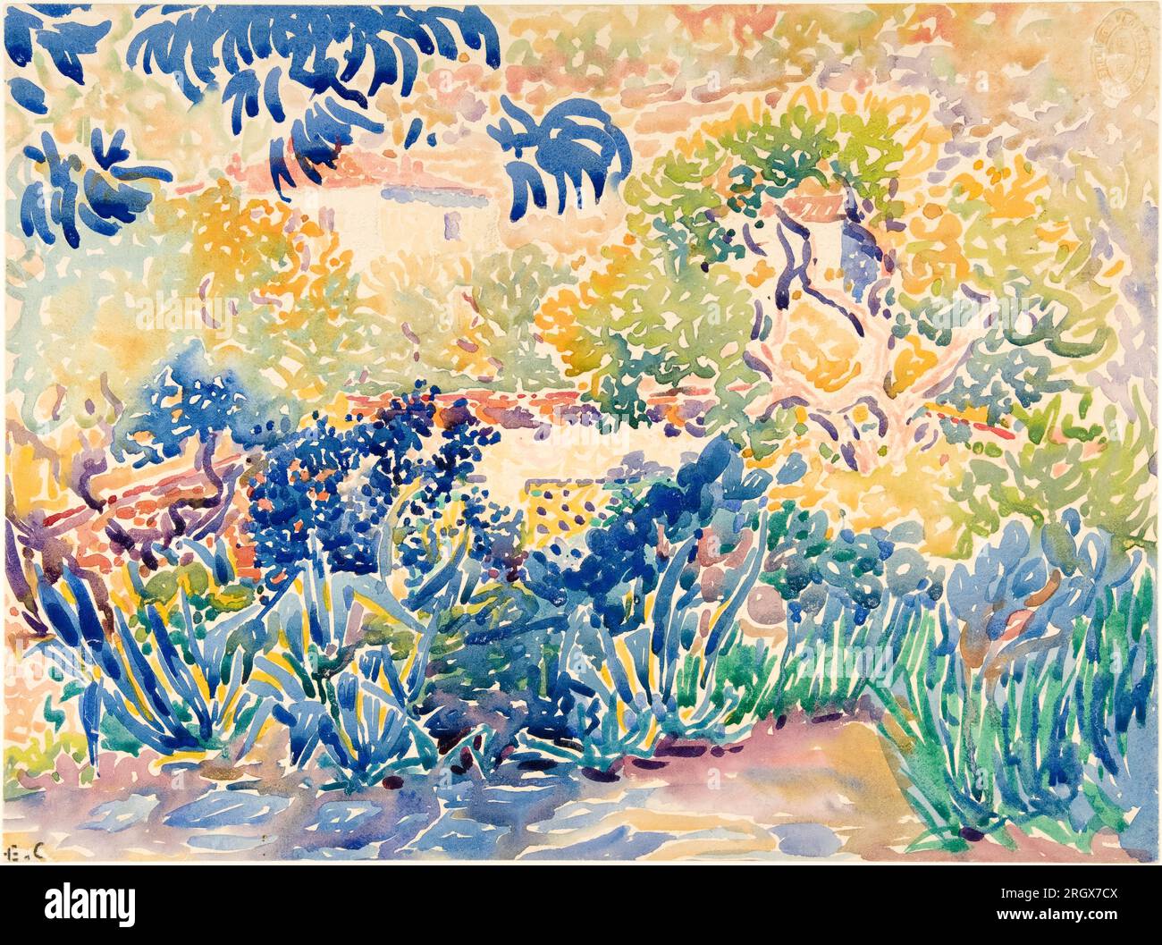 The Artist’s Garden at Saint-Clair, painting by Henri Edmond Cross, 1904-1905 Stock Photo