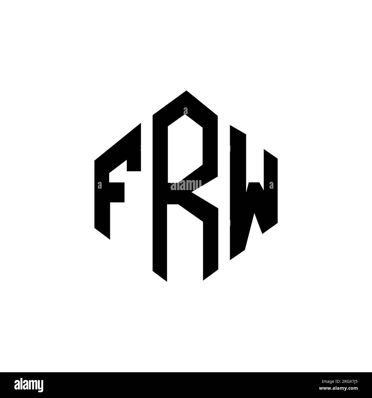 FRW letter logo design with polygon shape. FRW polygon and cube shape logo design. FRW hexagon vector logo template white and black colors. FRW monogr Stock Vector