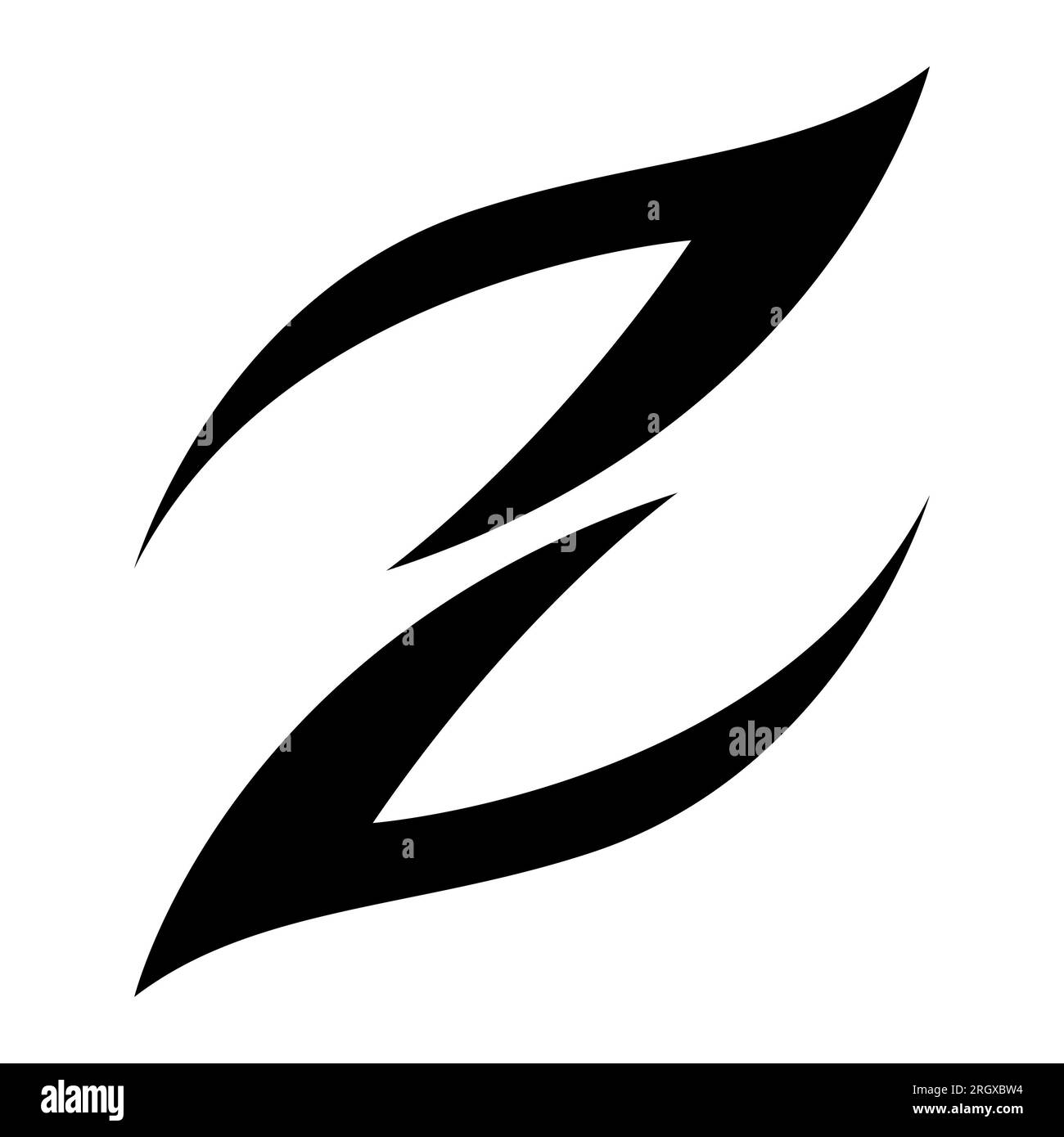 Black Fire Shaped Letter Z Icon on a White Background Stock Photo