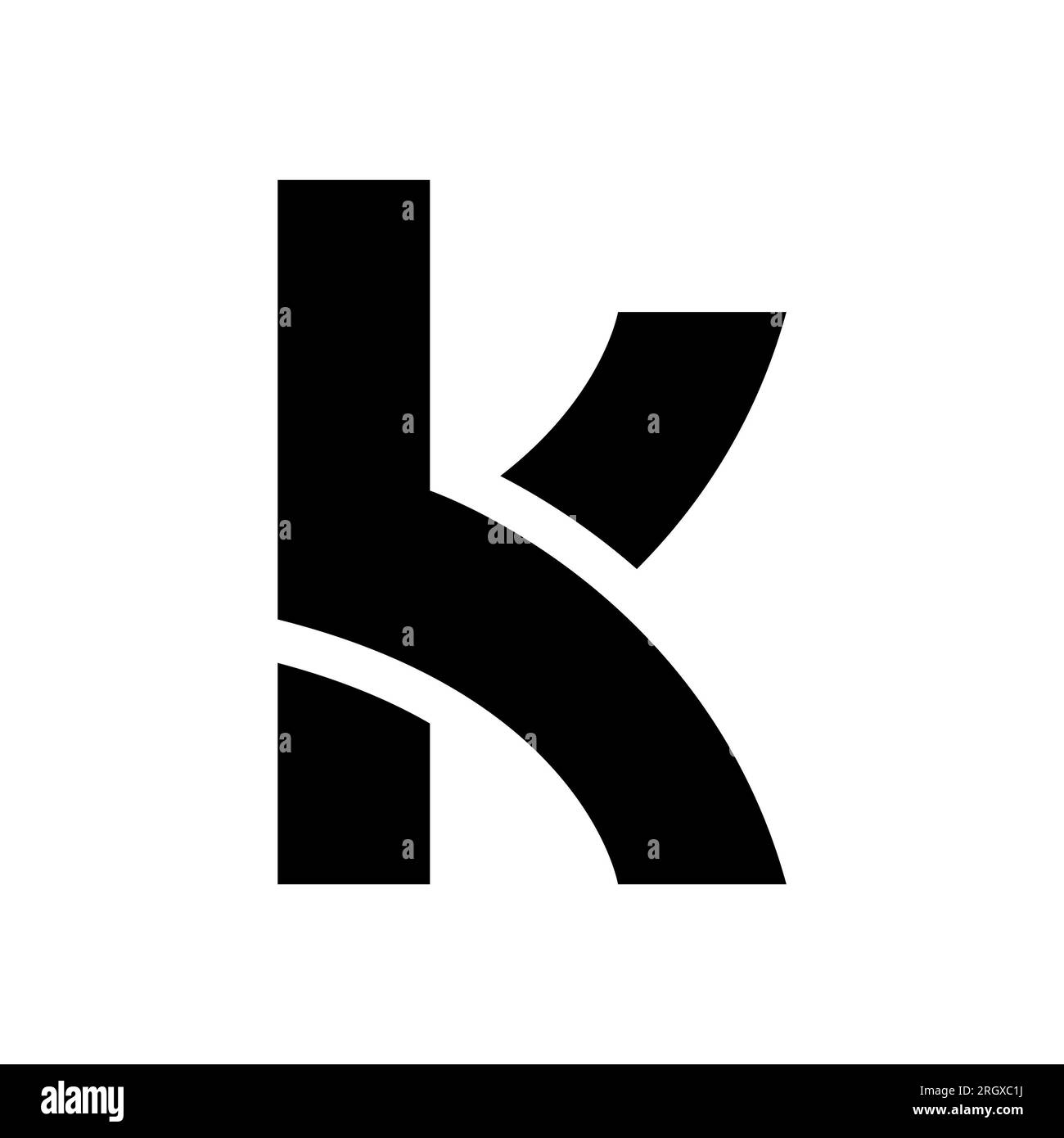 Black Lowercase Letter K Icon with Overlapping Paths on a White ...