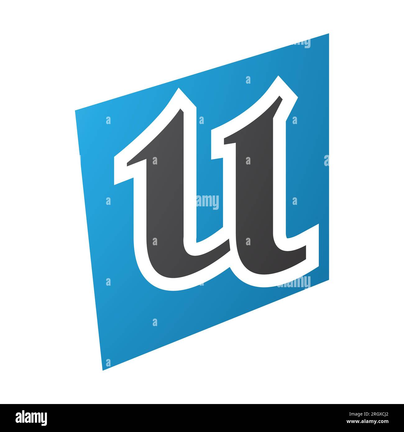 Blue and Black Distorted Square Shaped Letter U Icon on a White ...