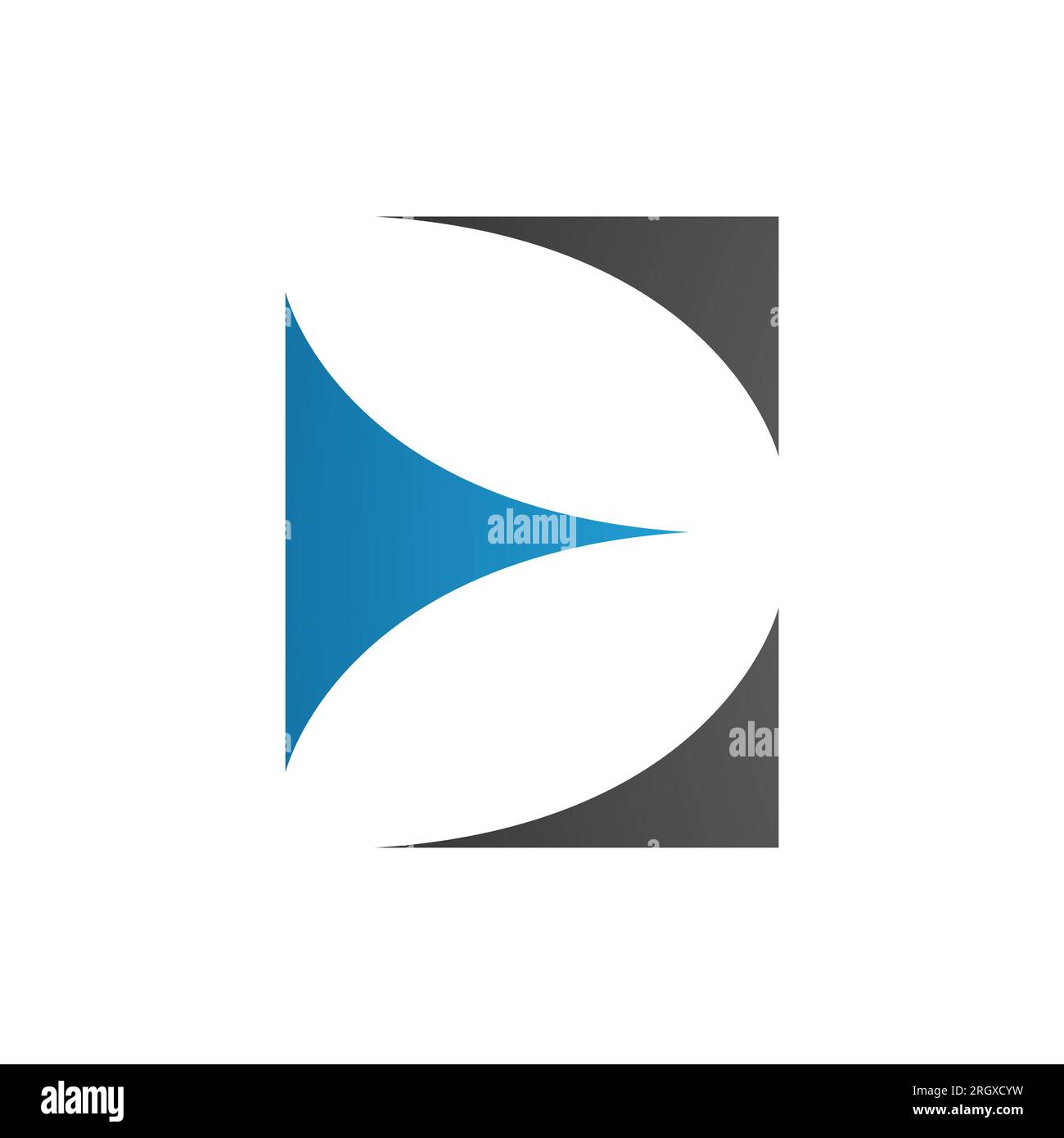 Blue and Black Uppercase Letter E Icon with Curvy Triangles on a White ...