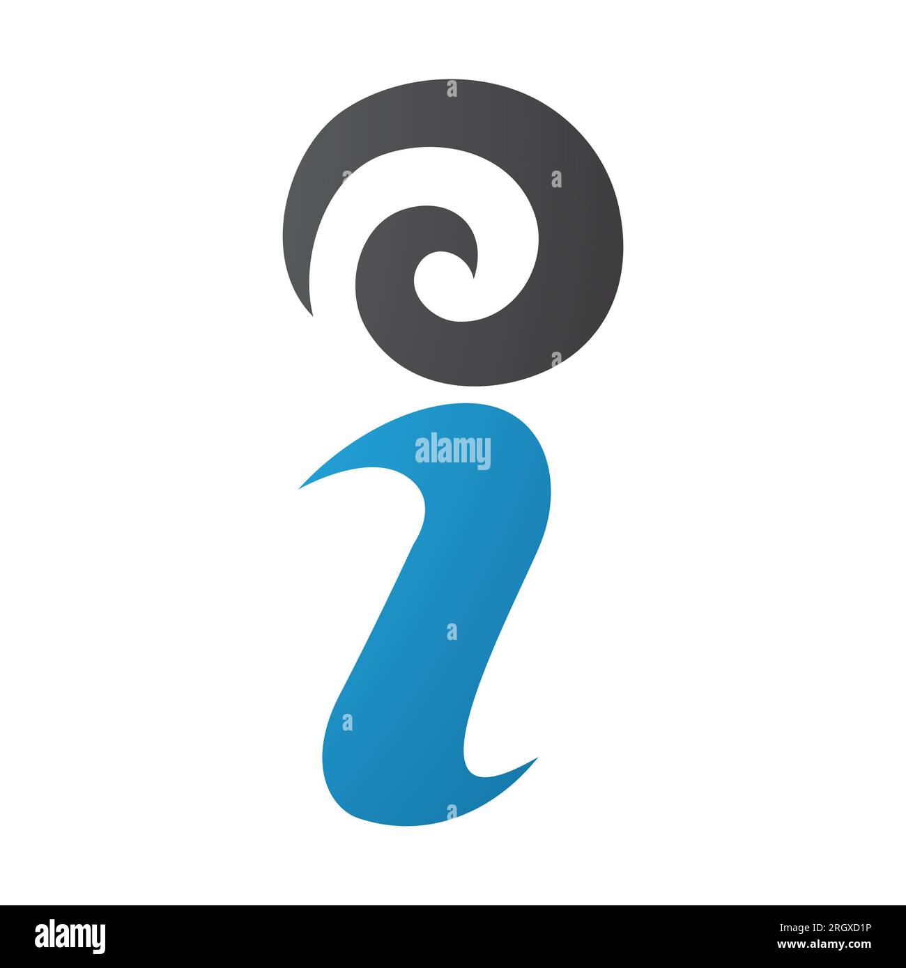 Blue and Black Swirly Letter I Icon on a White Background Stock Photo ...